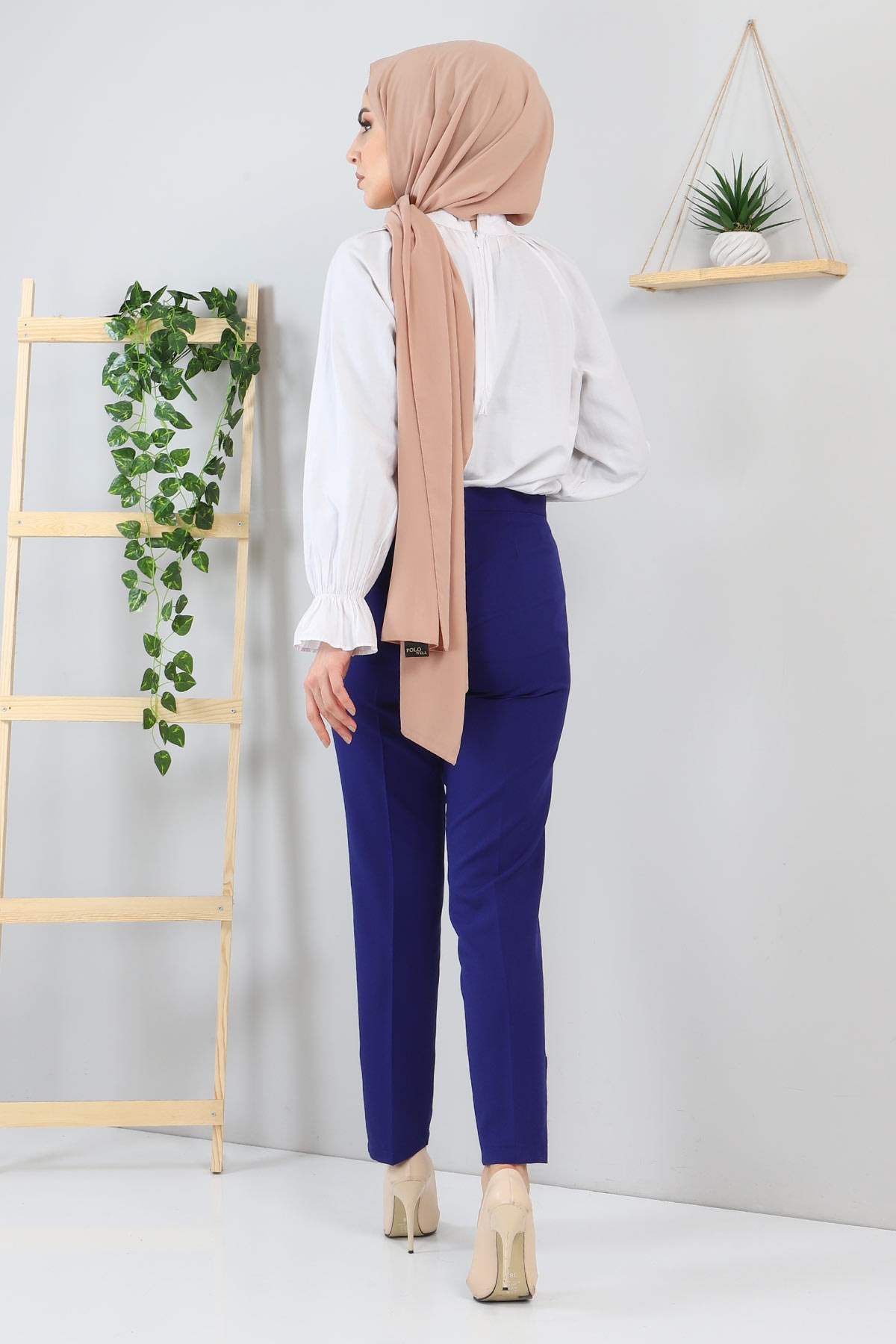 Düğme Detaylı Pantolon İndigo 10632