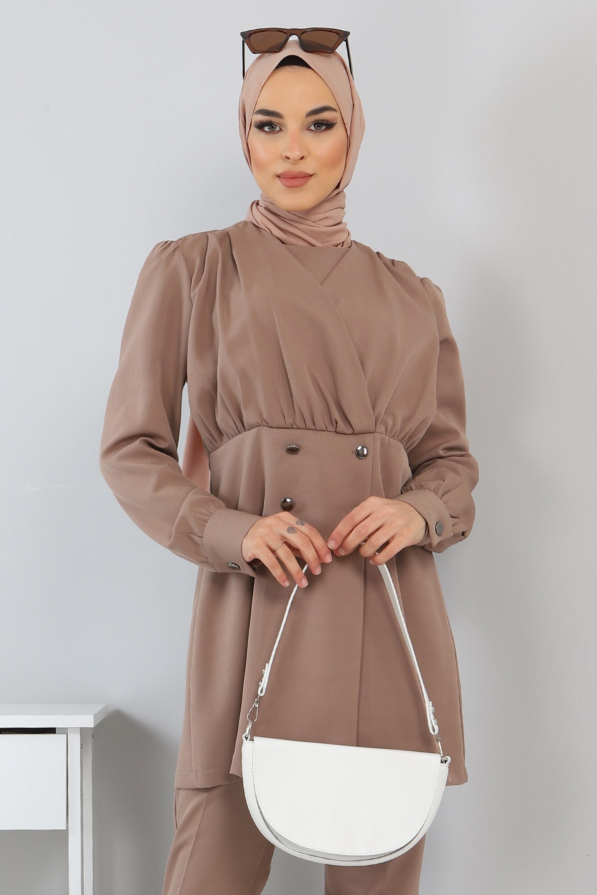 Düğme Detaylı Takım Vizon 10743