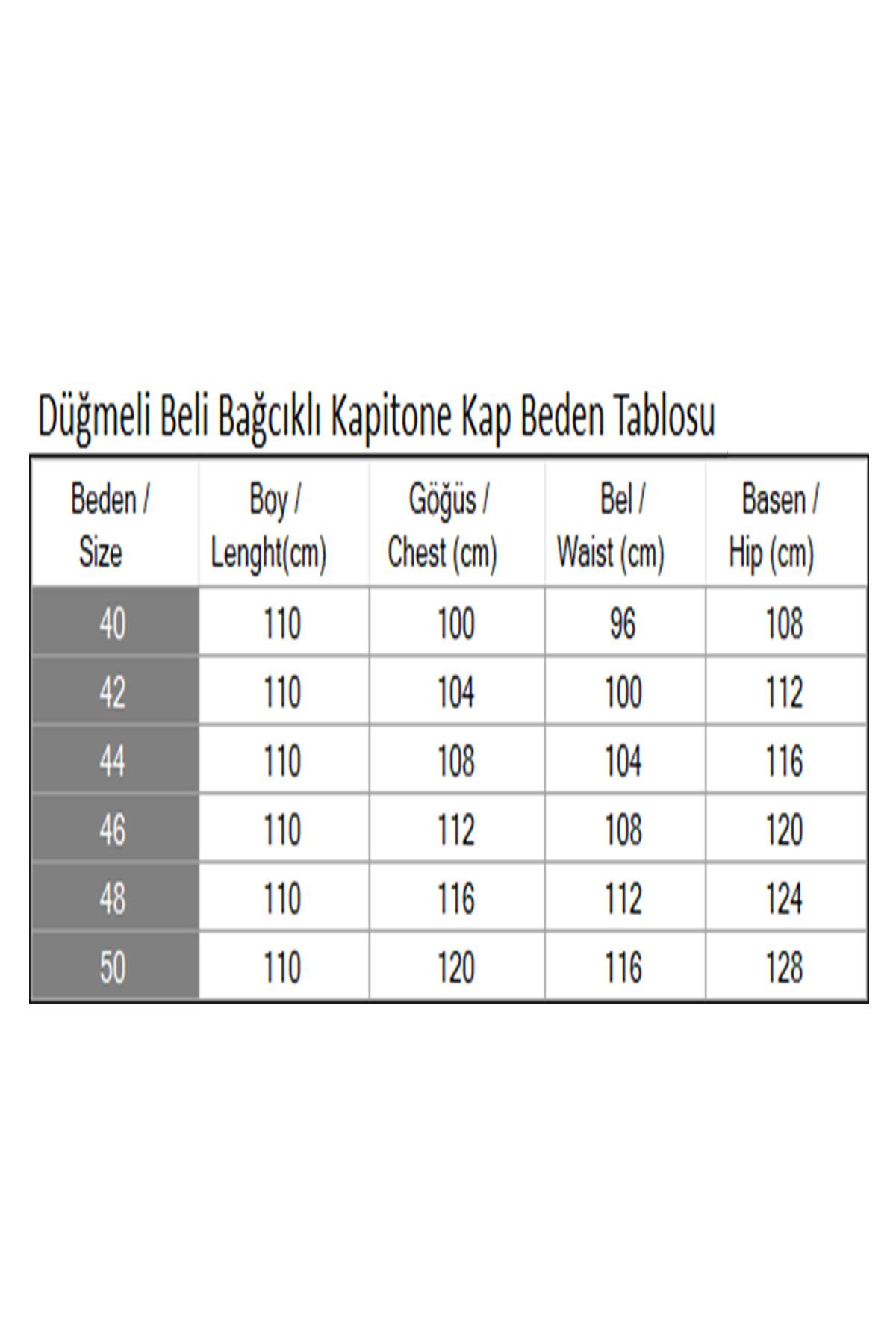 Düğmeli Beli Bağcıklı Kapitone Kap Lacivert 19289