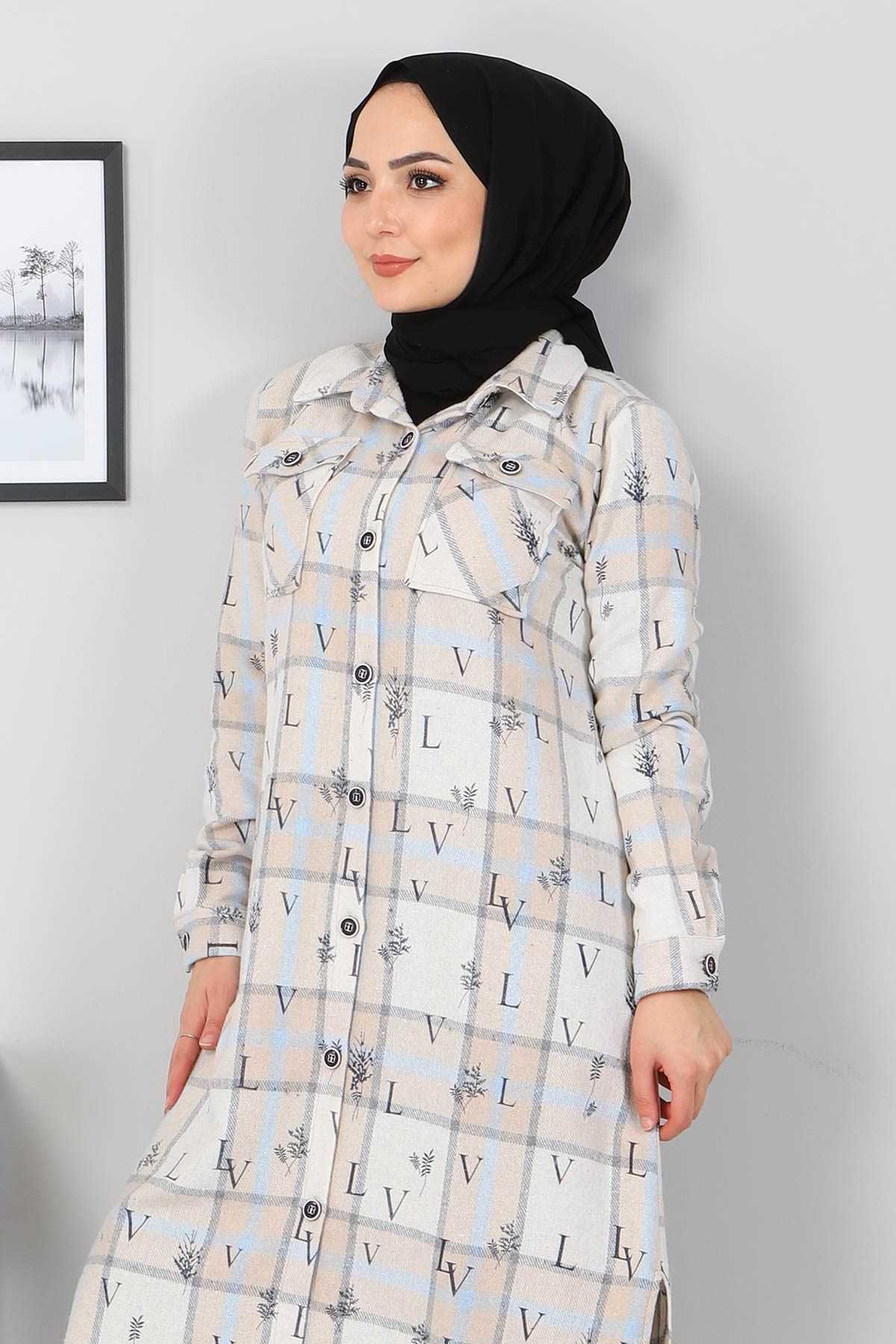 Düğmeli Cepli Tunik Bej 10322