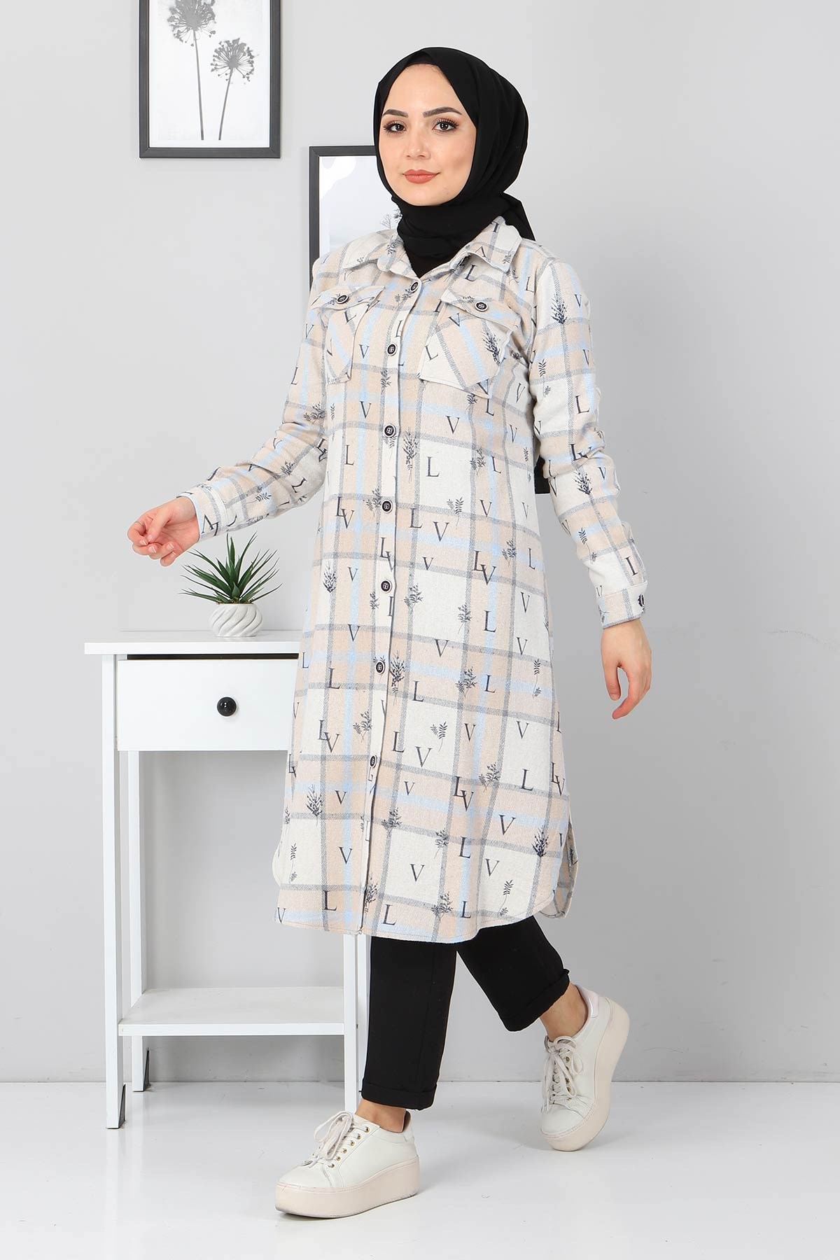Düğmeli Cepli Tunik Bej 10322