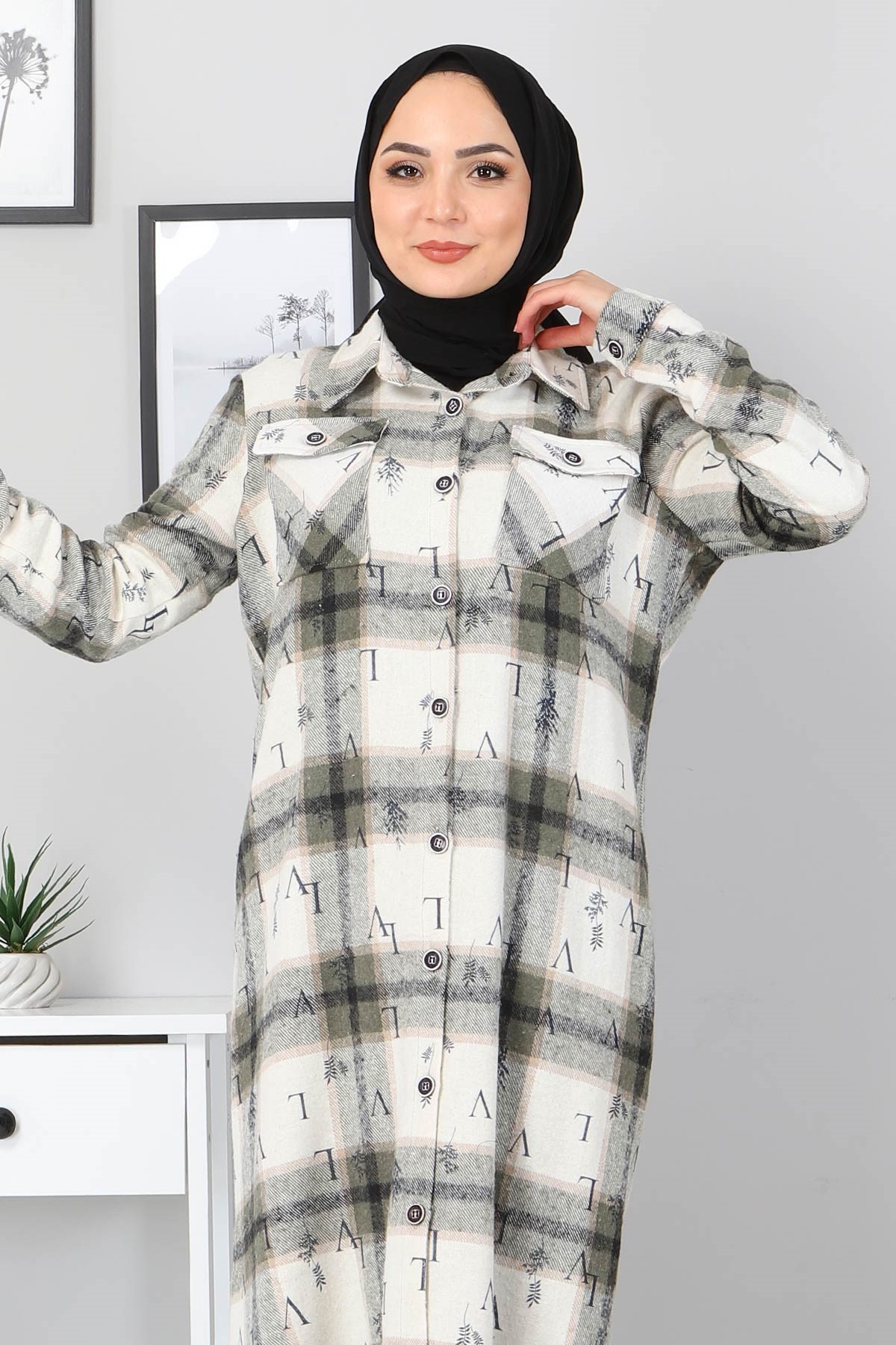 Düğmeli Cepli Tunik Haki 10322