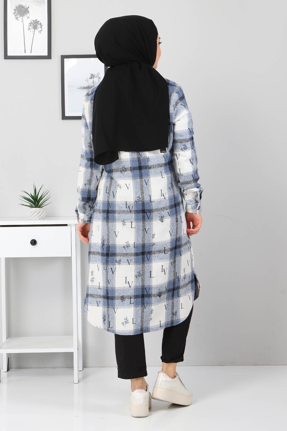 Düğmeli Cepli Tunik İndigo 10322