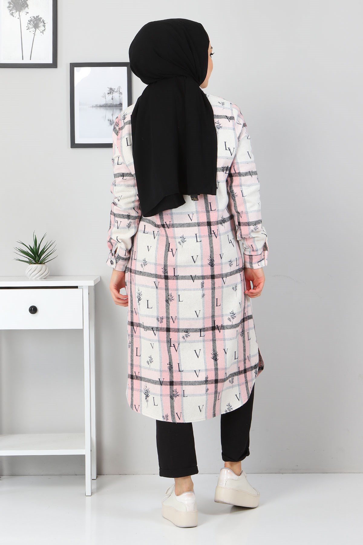 Düğmeli Cepli Tunik Pudra 10322