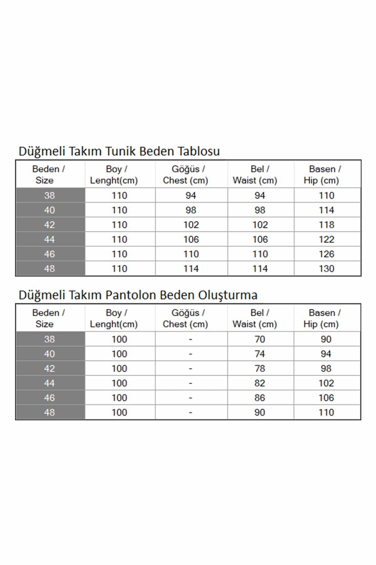 Düğmeli İkili Takım Taba 19179