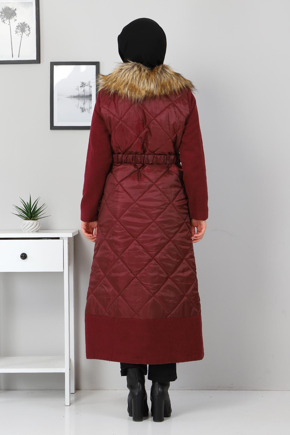 Düğmeli Kaşe Bordo 2358