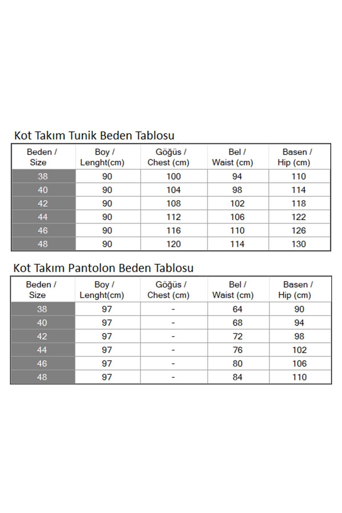 Düğmeli Taş Detaylı Kot Takım Açık Kot 19149