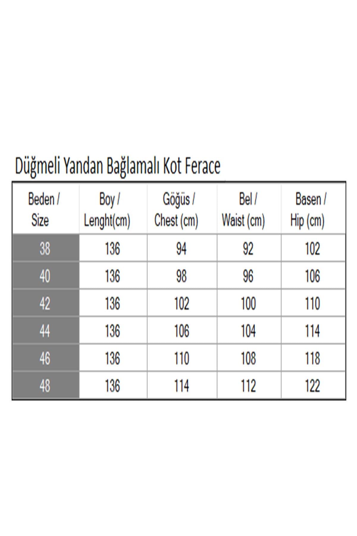 Düğmeli Yandan Bağlamalı Kot Ferace Koyu Mavi 19361