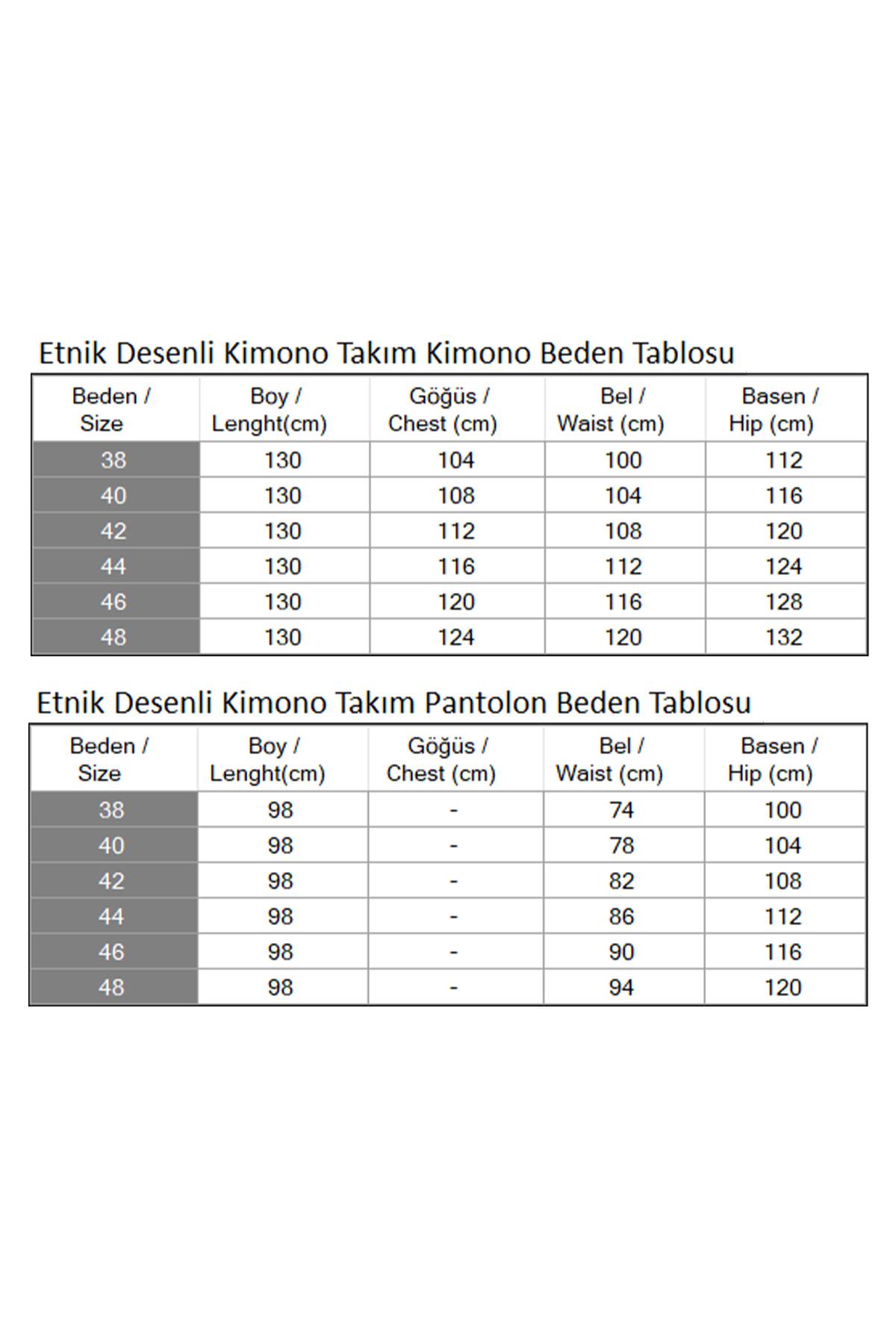 Etnik Desenli Kimono Takım İndigo İndigo MSW19251-2