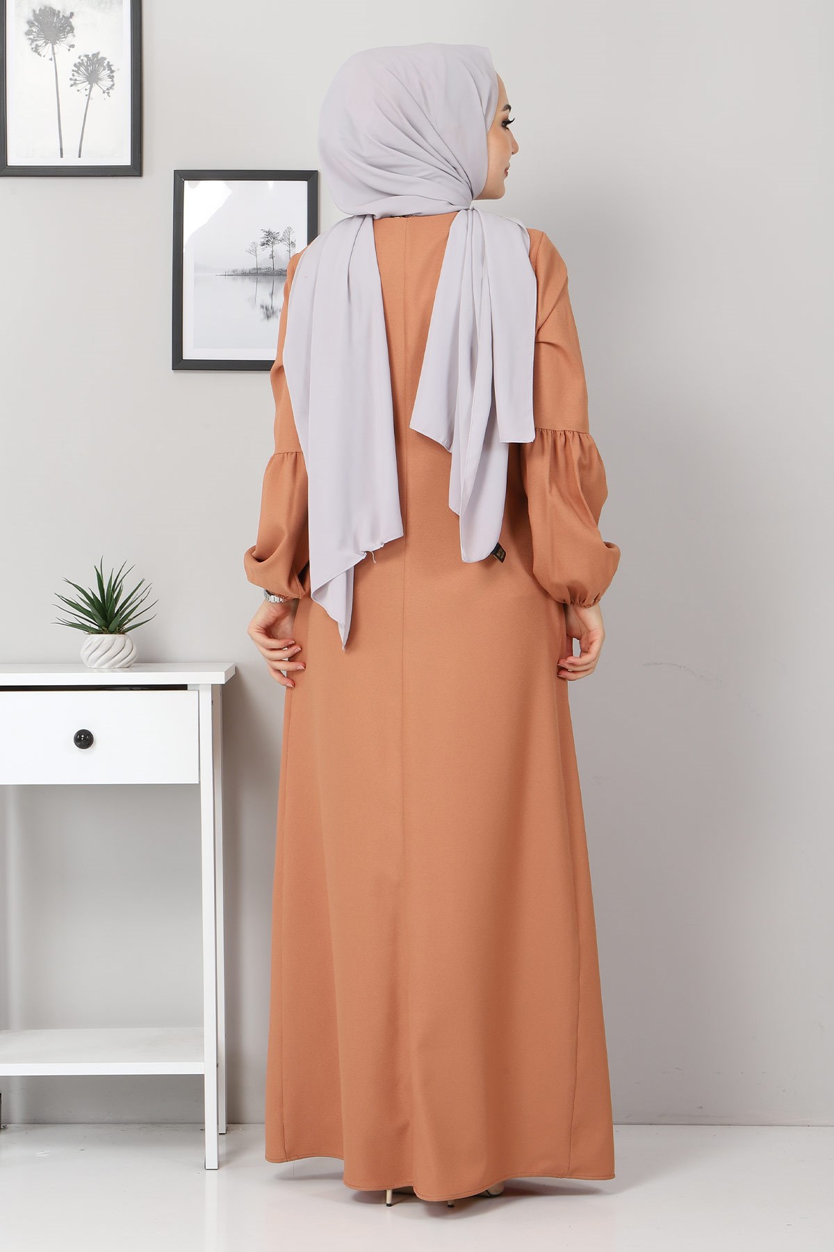 Fermuar Detaylı Elbise Somon 10269
