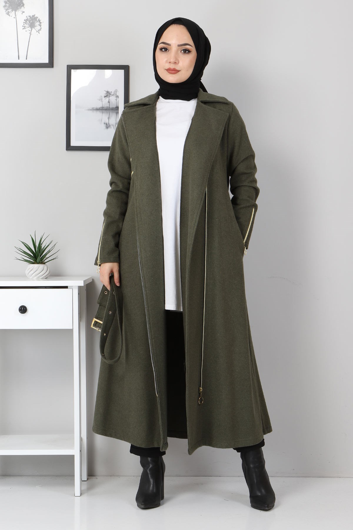 Fermuar Detaylı Kaşe Haki 9850