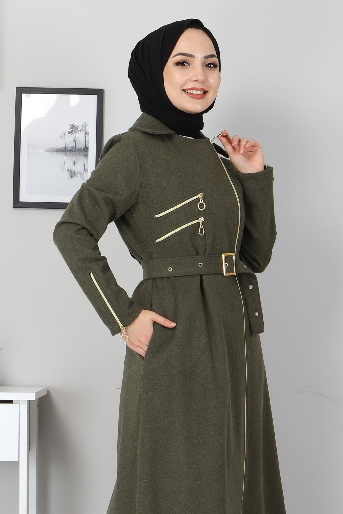 Fermuar Detaylı Kaşe Haki 9850