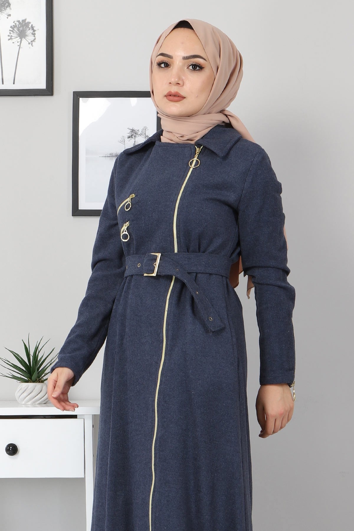 Fermuar Detaylı Kaşe İndigo 9850