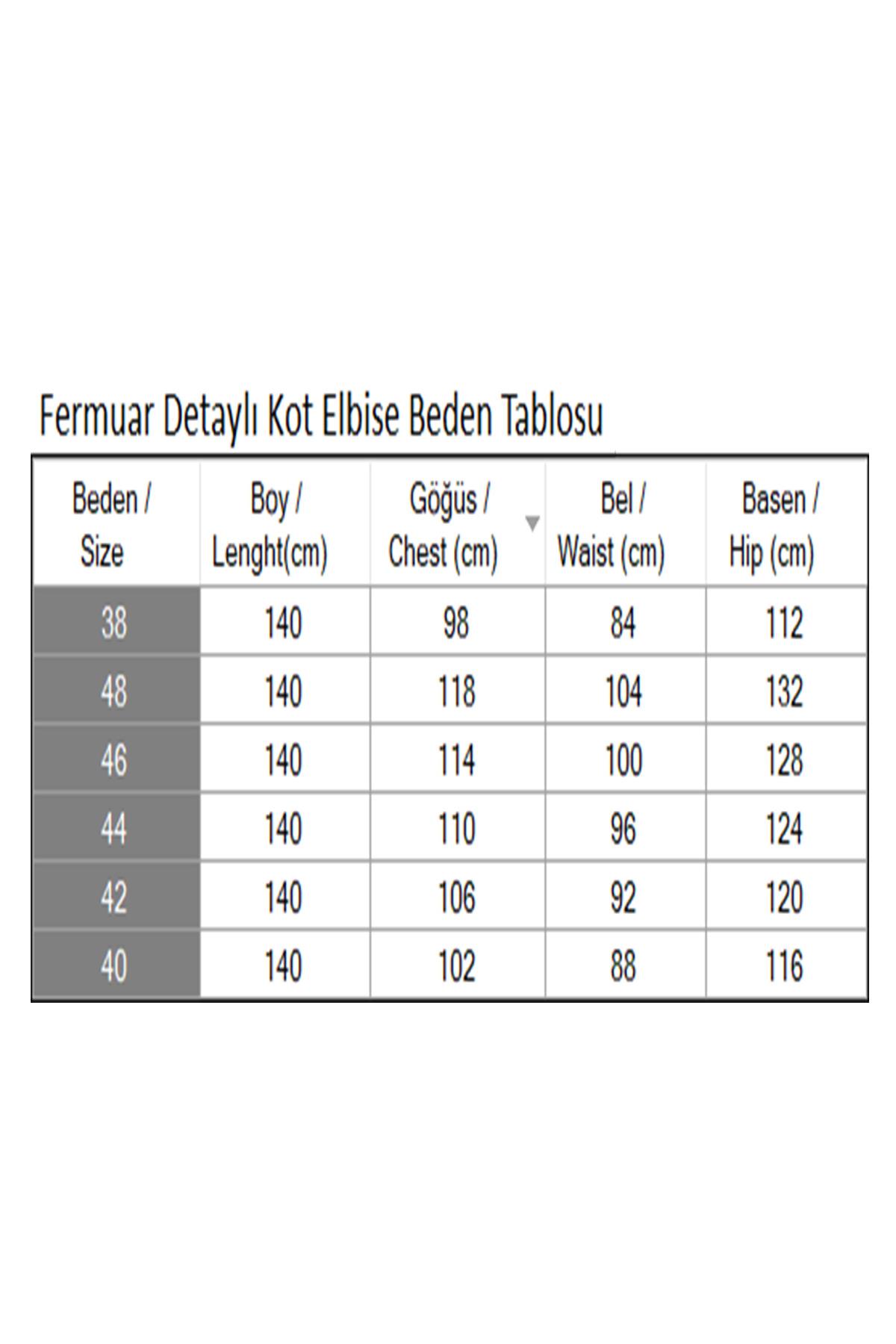 Fermuar Detaylı Kot Elbise Açık Mavi 19138