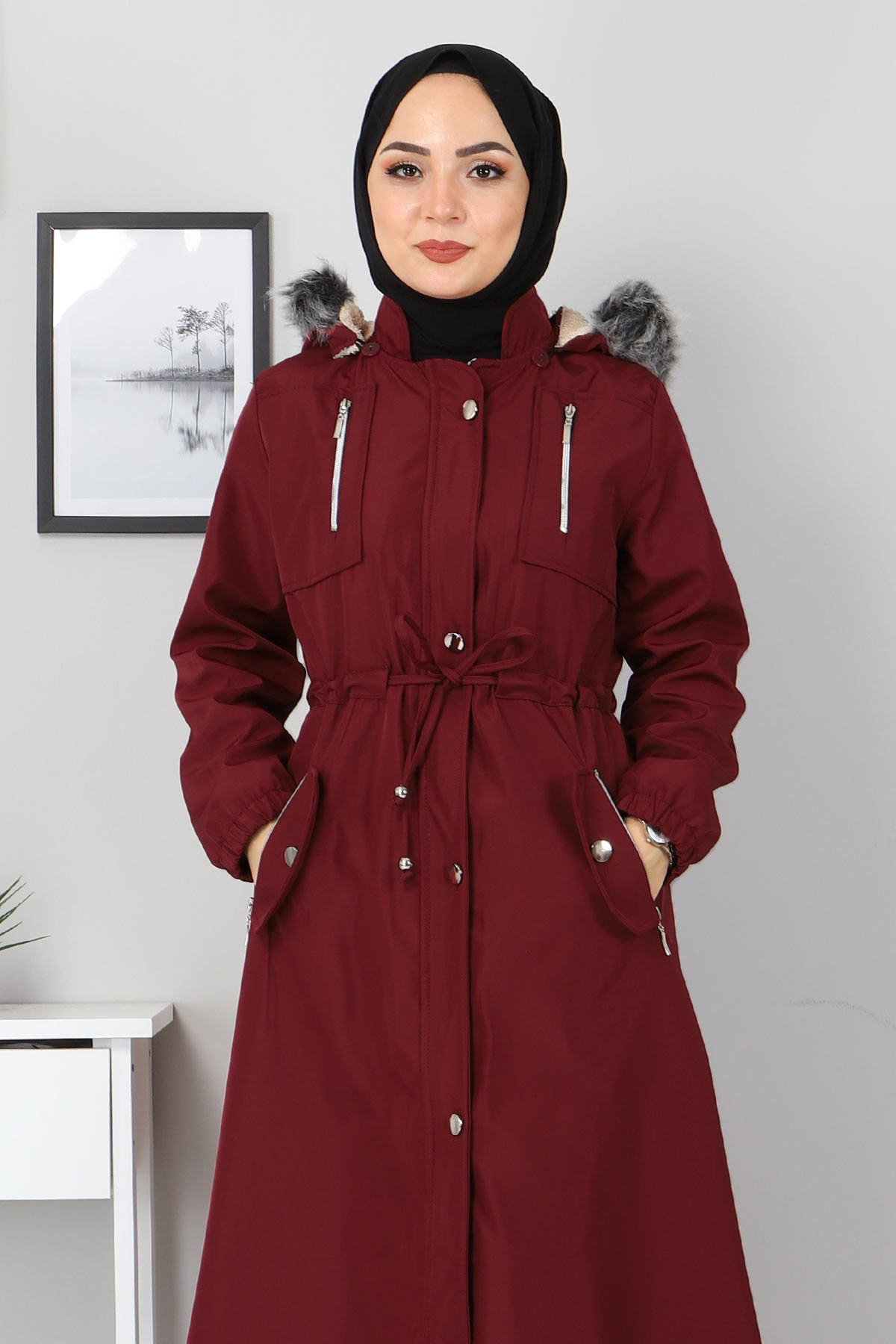 Fermuar Detaylı Mont Bordo 10342