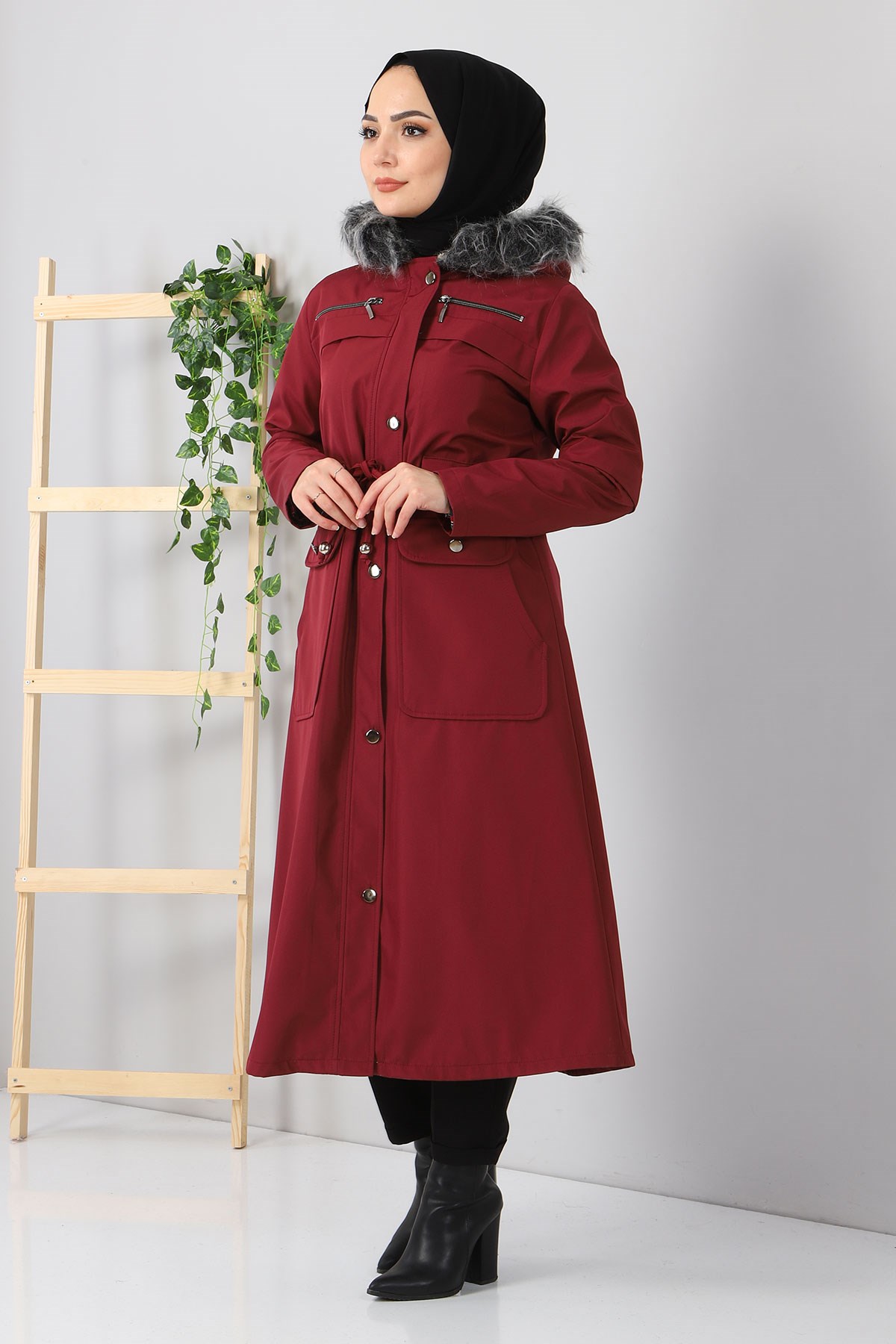 Fermuar Detaylı Mont Bordo 10348
