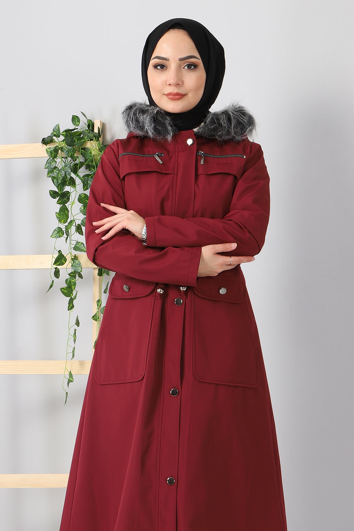 Fermuar Detaylı Mont Bordo 10348