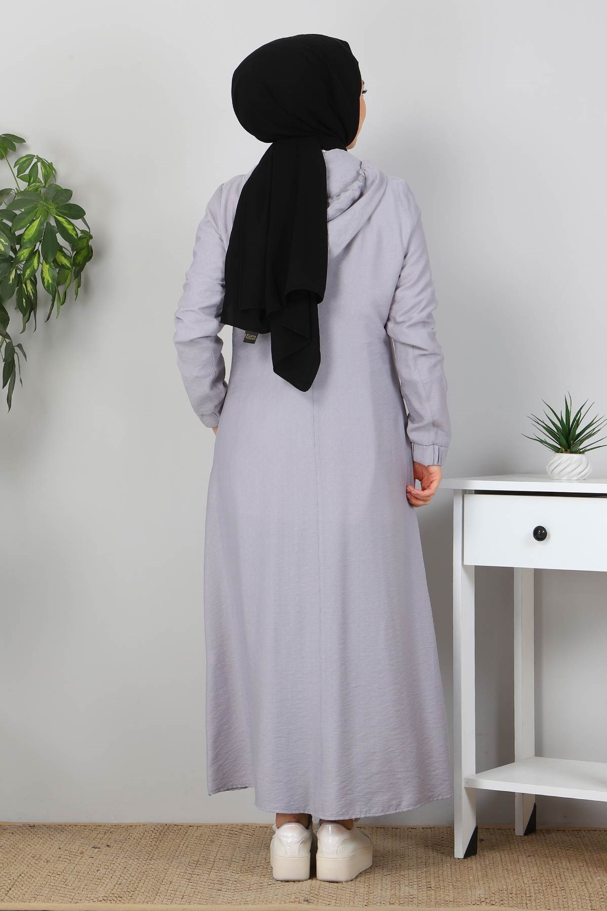 Fermuarlı Bağcıklı Kap Gri 10095
