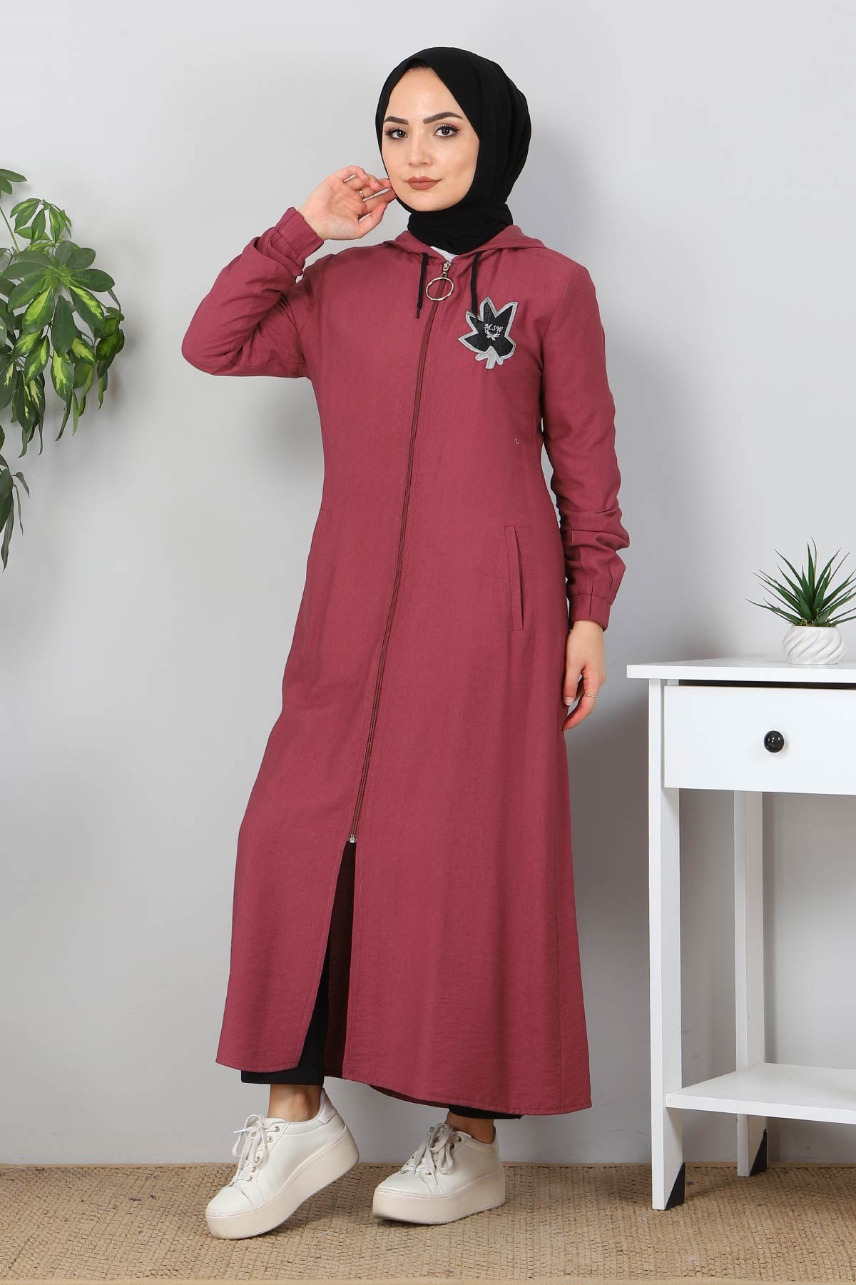 Fermuarlı Bağcıklı Kap Gül Kurusu 10095