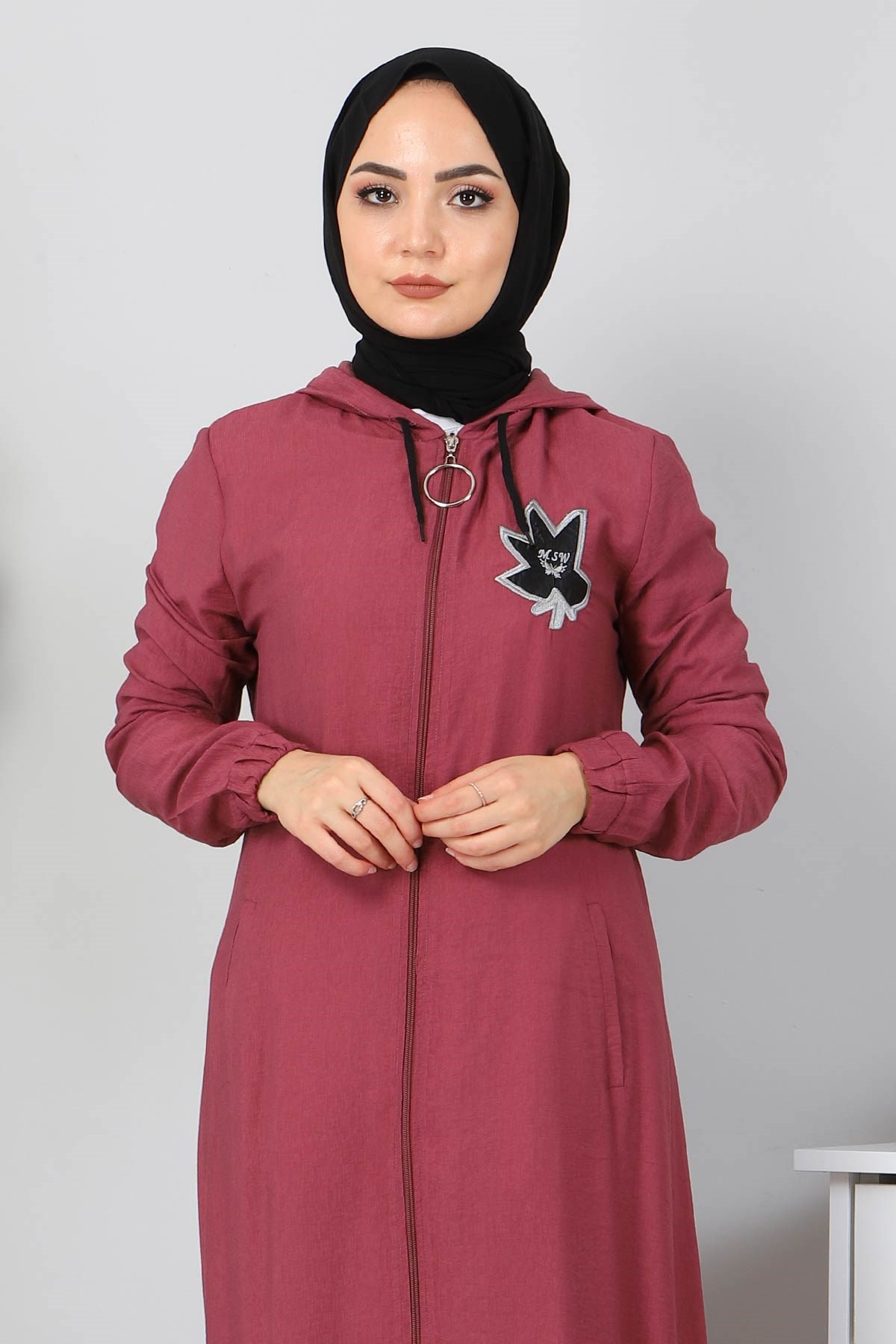 Fermuarlı Bağcıklı Kap Gül Kurusu 10095