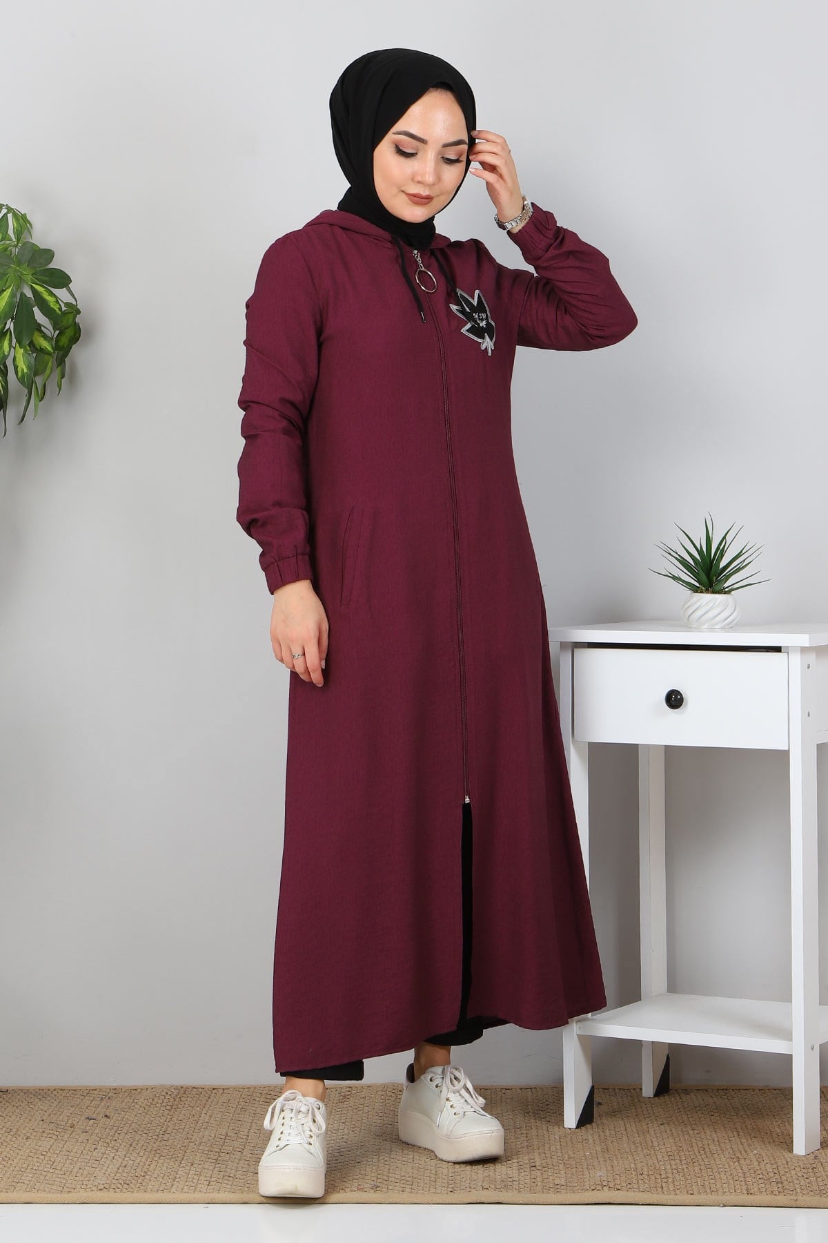 Fermuarlı Bağcıklı Kap Mürdüm 10095