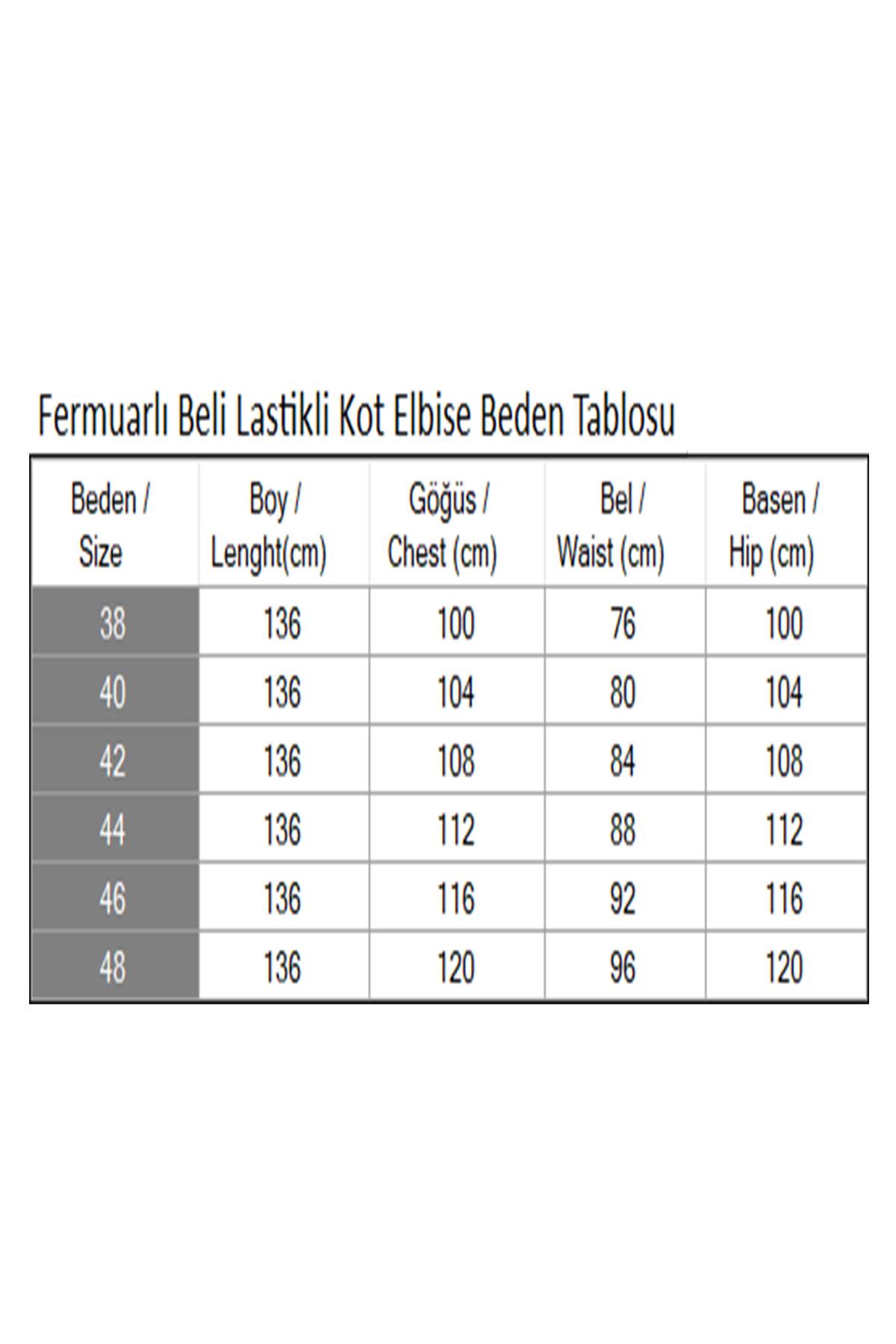 Fermuarlı Beli Lastikli Kot Elbise Açık Kot 19240