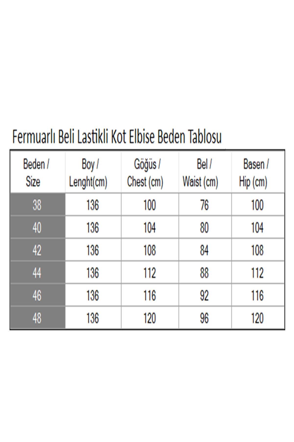 Fermuarlı Beli Lastikli Kot Elbise Açık Mavi 19240