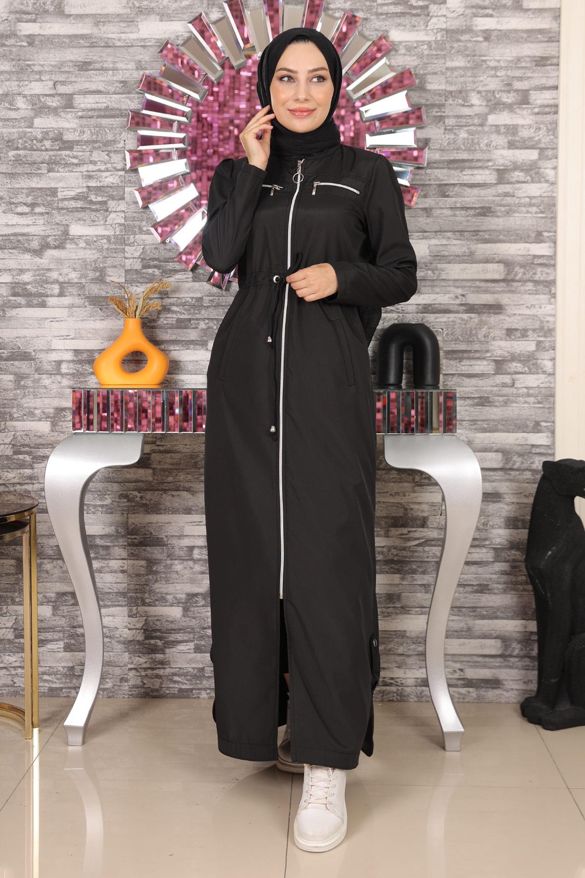 Fermuarlı Ferace Siyah 10012