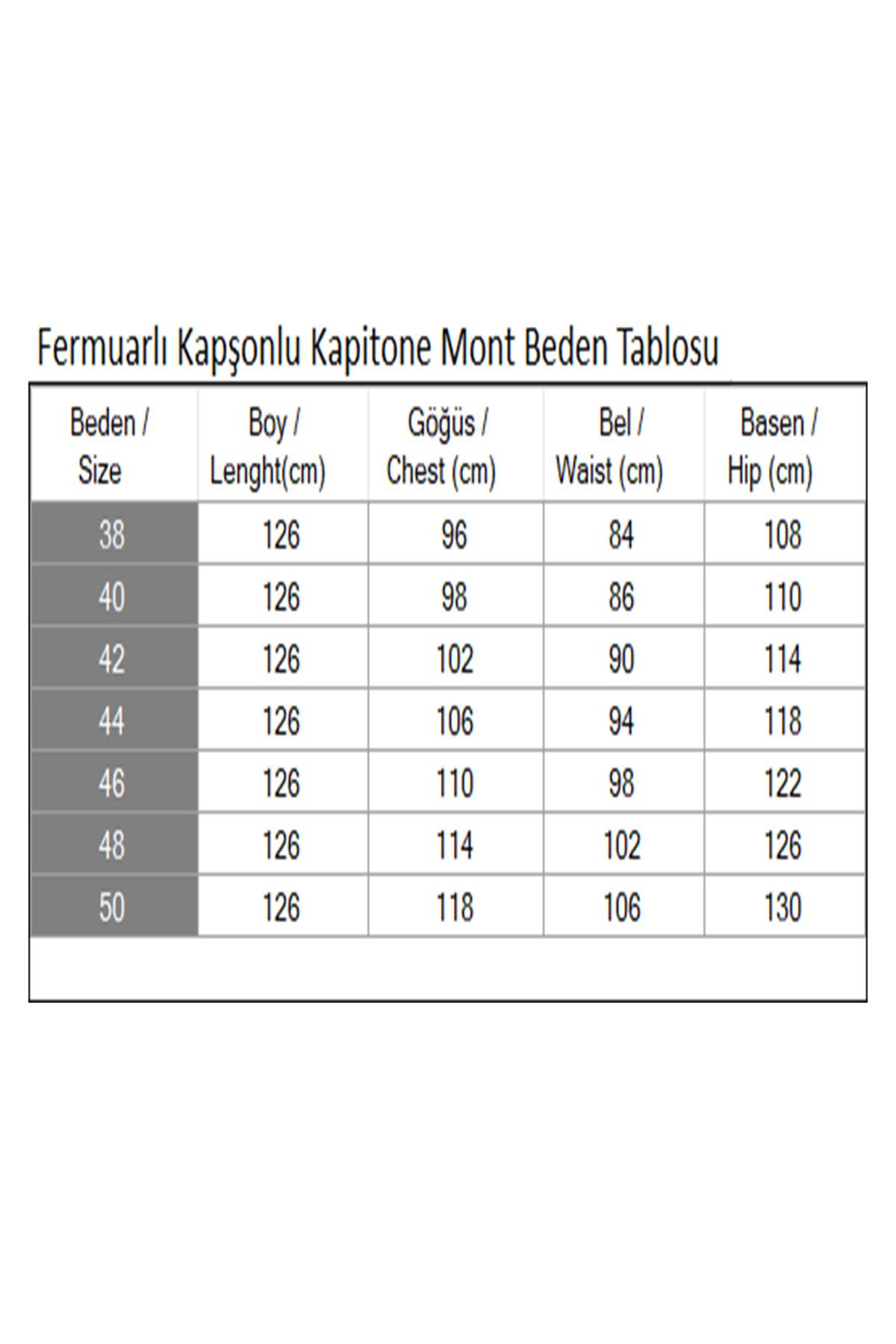 Fermuarlı Kapşonlu Kapitone Mont Gri 19277