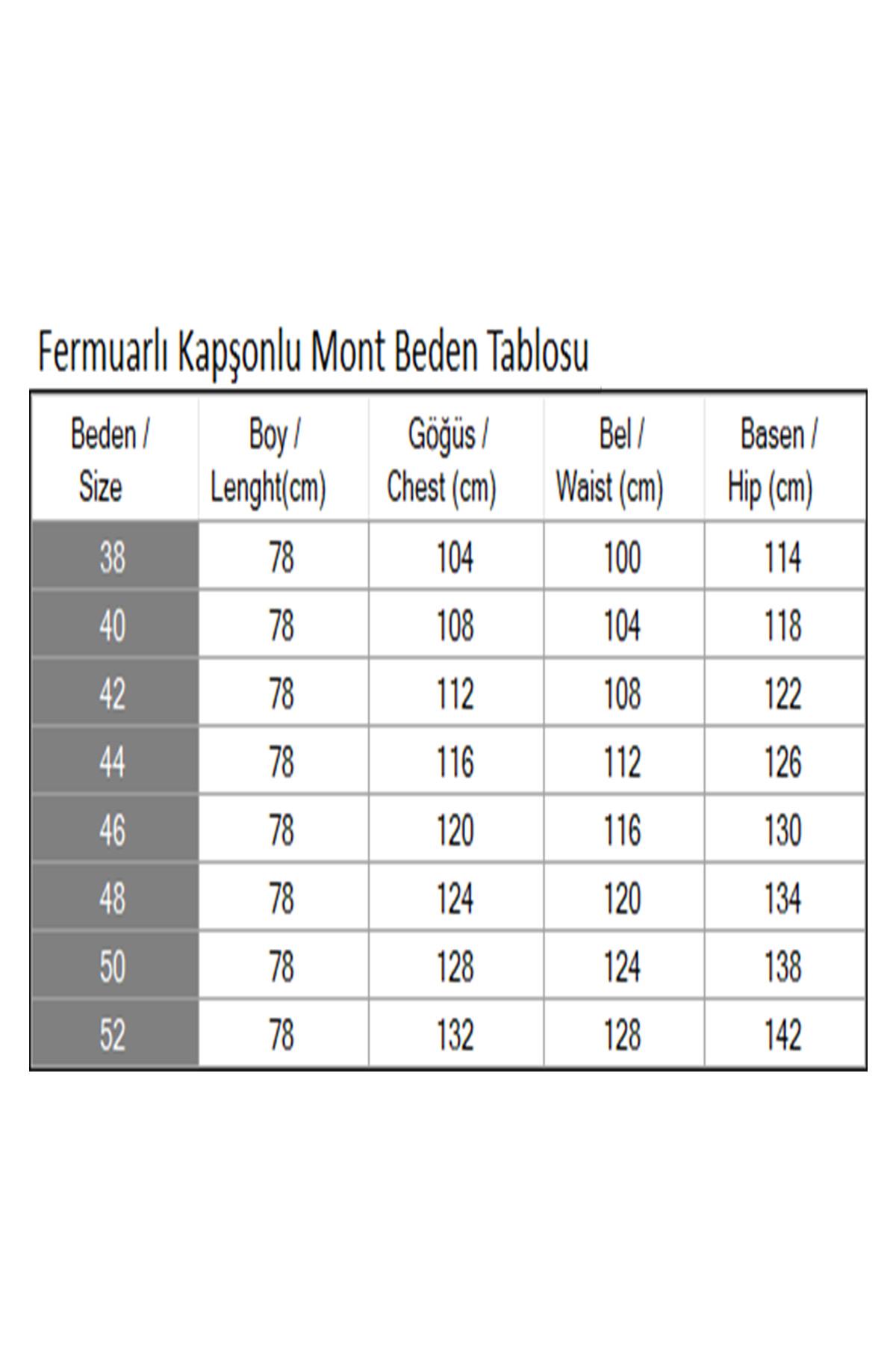 Fermuarlı Kapşonlu Mont Taba 19270
