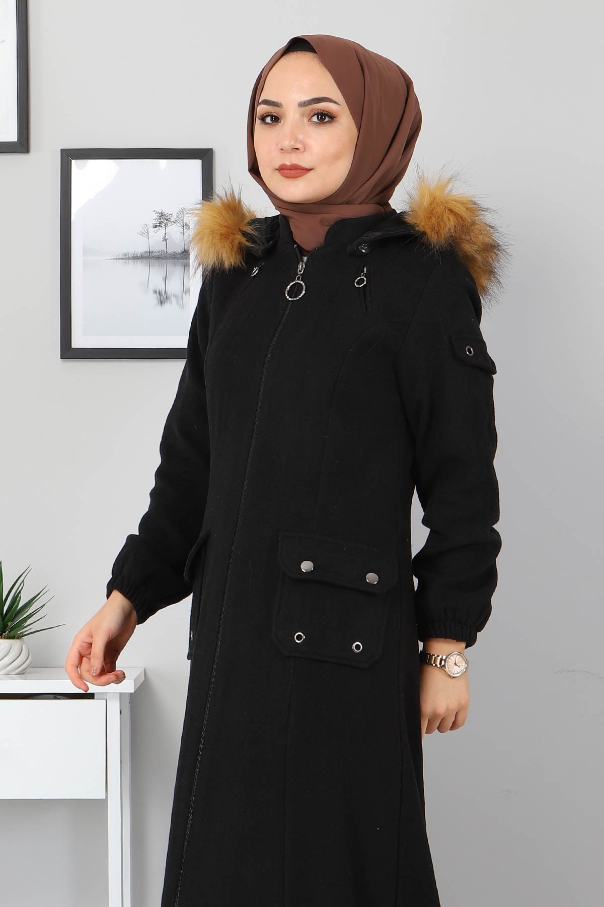 Fermuarlı kaşe Siyah 2363