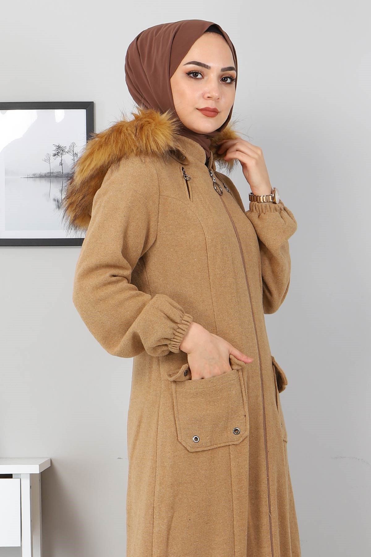 Fermuarlı kaşe Vizon 2363