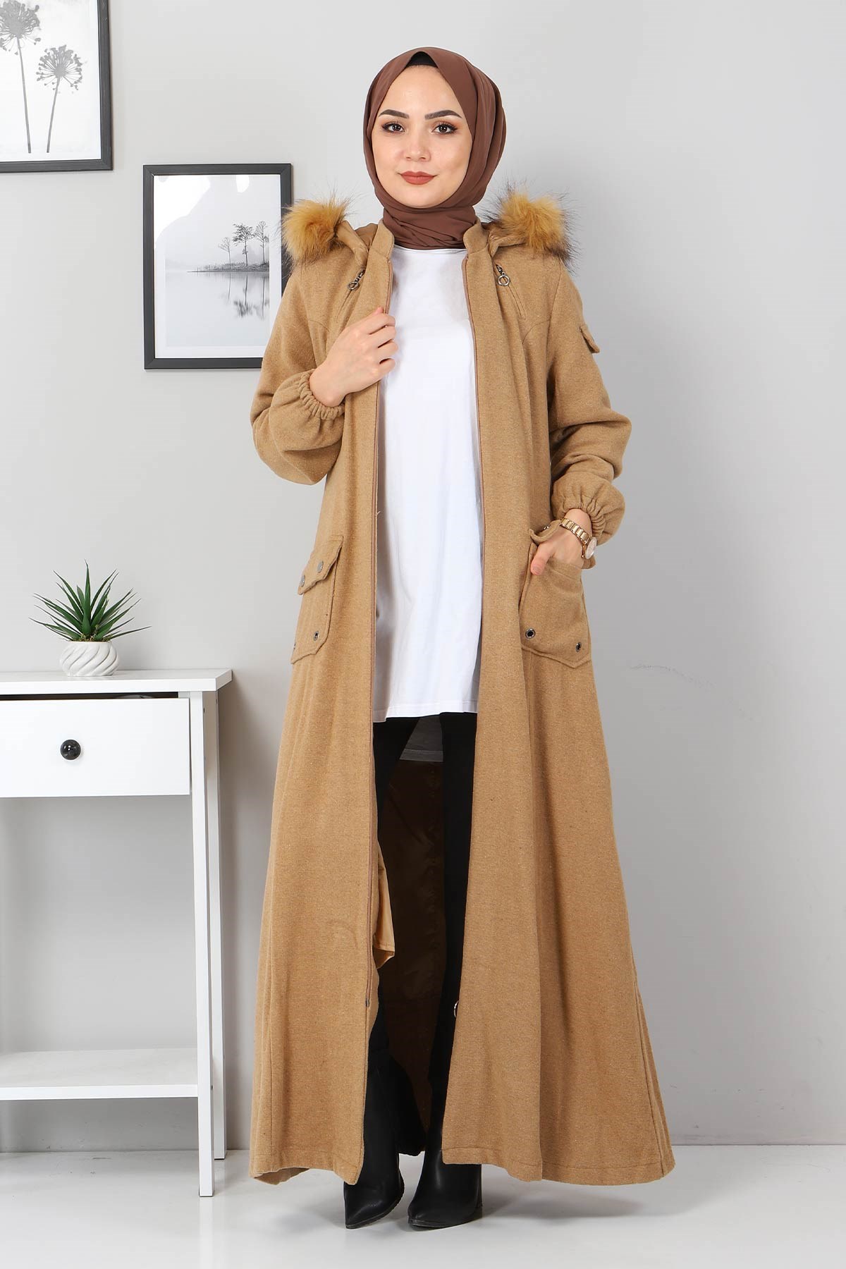 Fermuarlı kaşe Vizon 2363