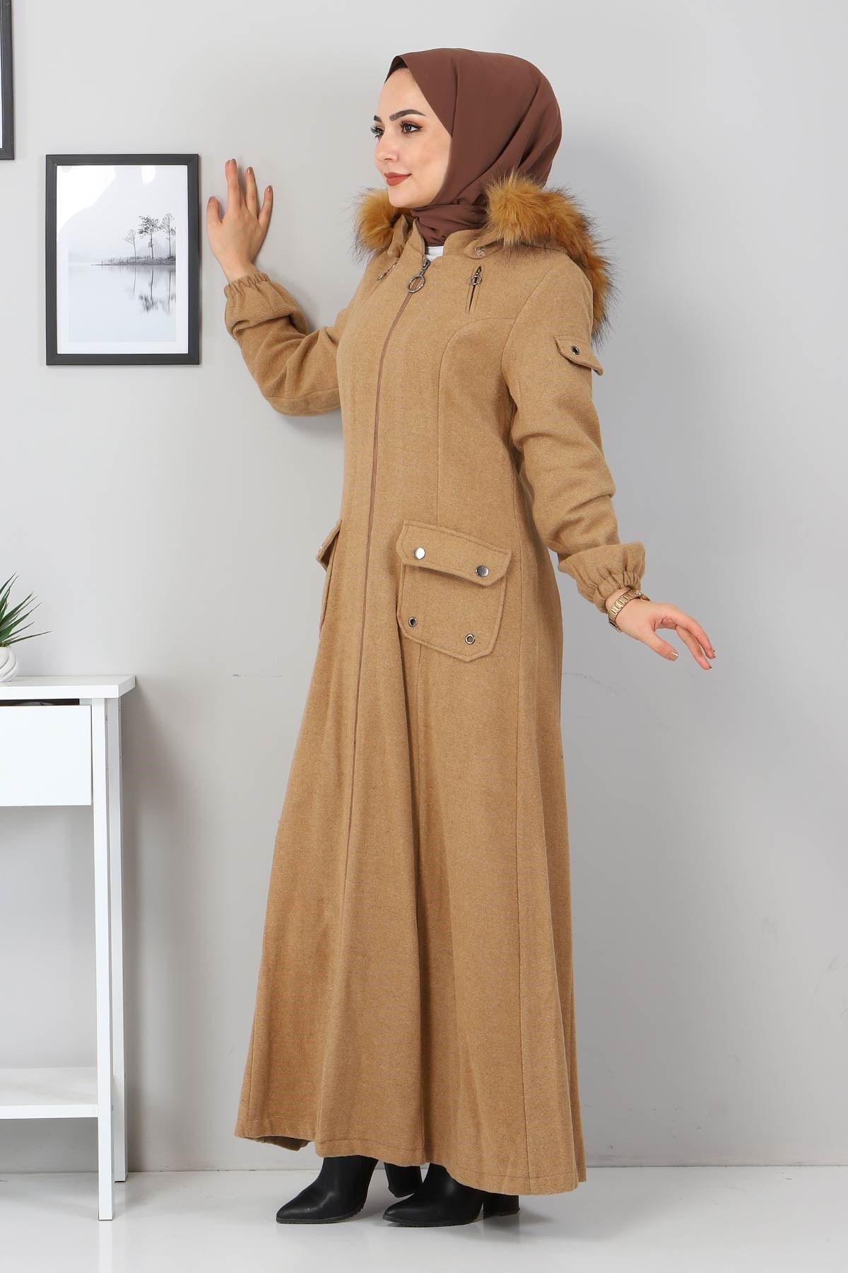 Fermuarlı kaşe Vizon 2363