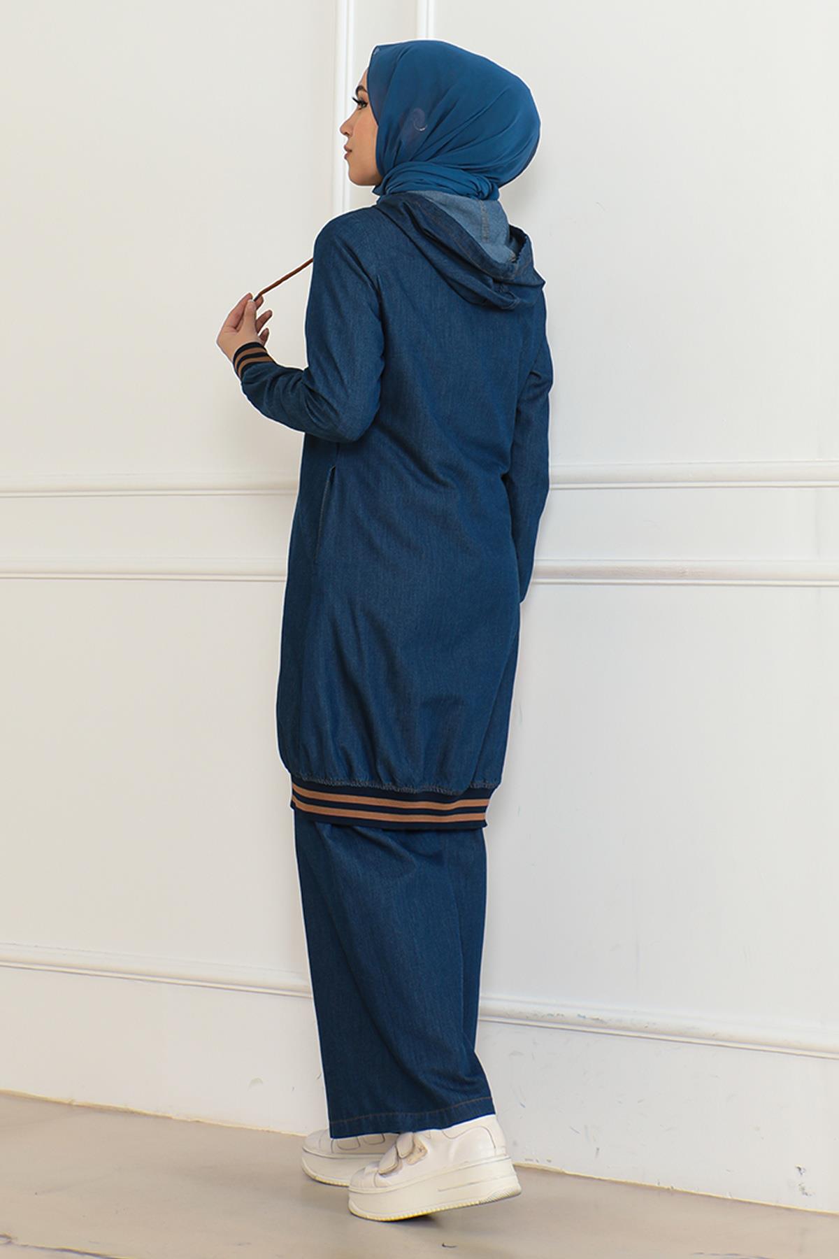 Fermuarlı Ribanalı Kot Takım Koyu Kot 19363