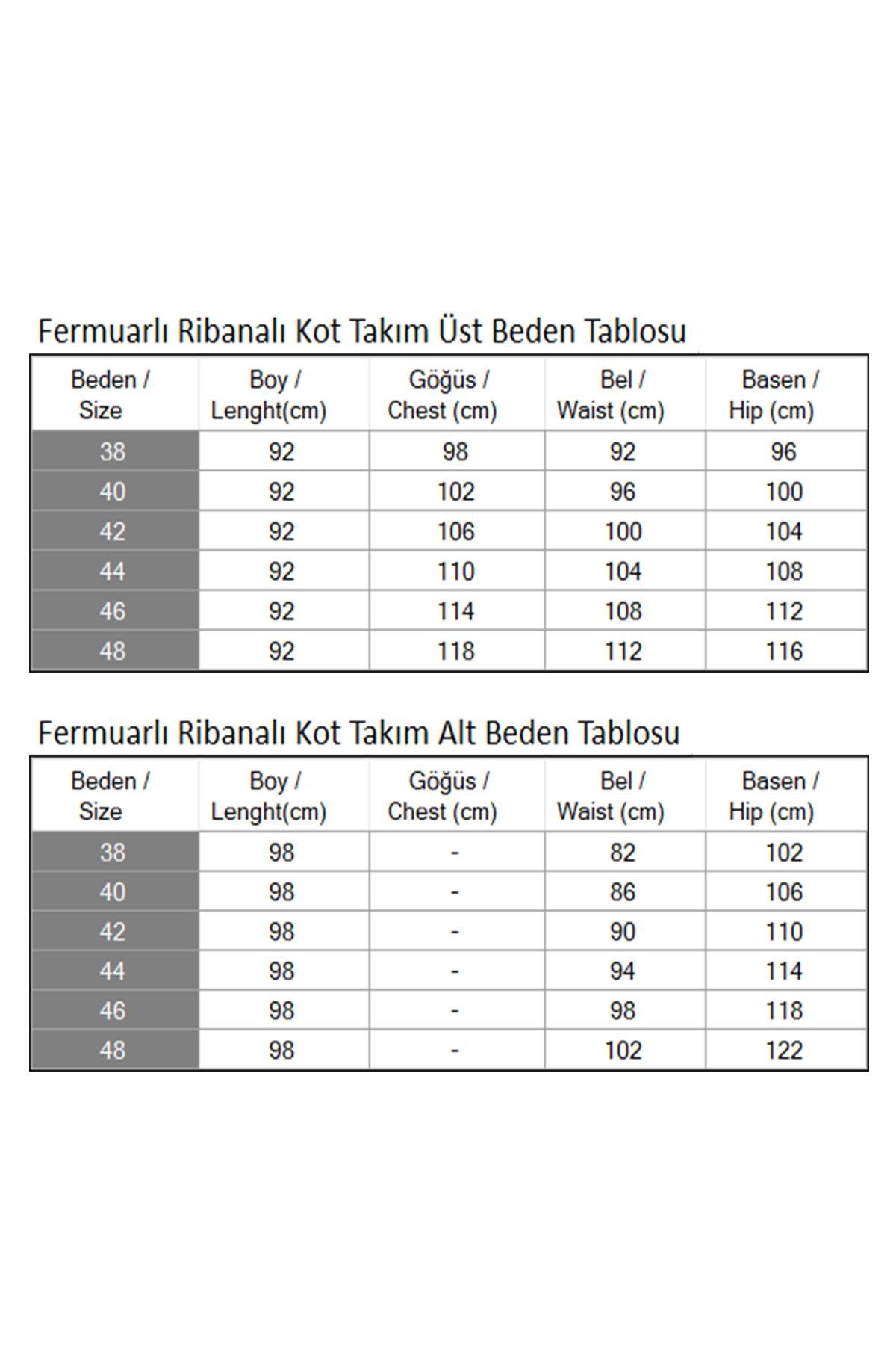 Fermuarlı Ribanalı Kot Takım Koyu Mavi 19363