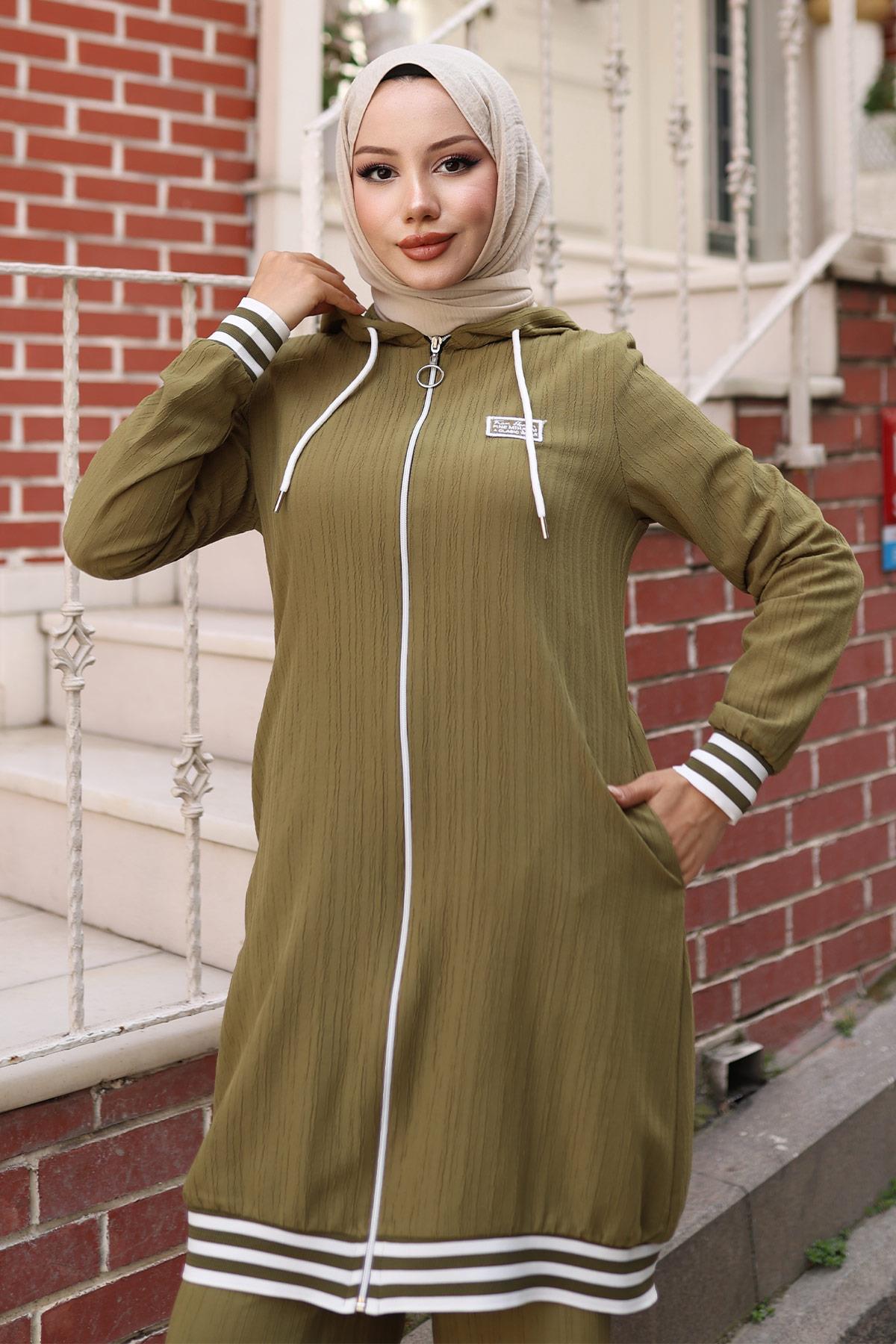 Fermuarlı Ribanalı Takım Haki 10405