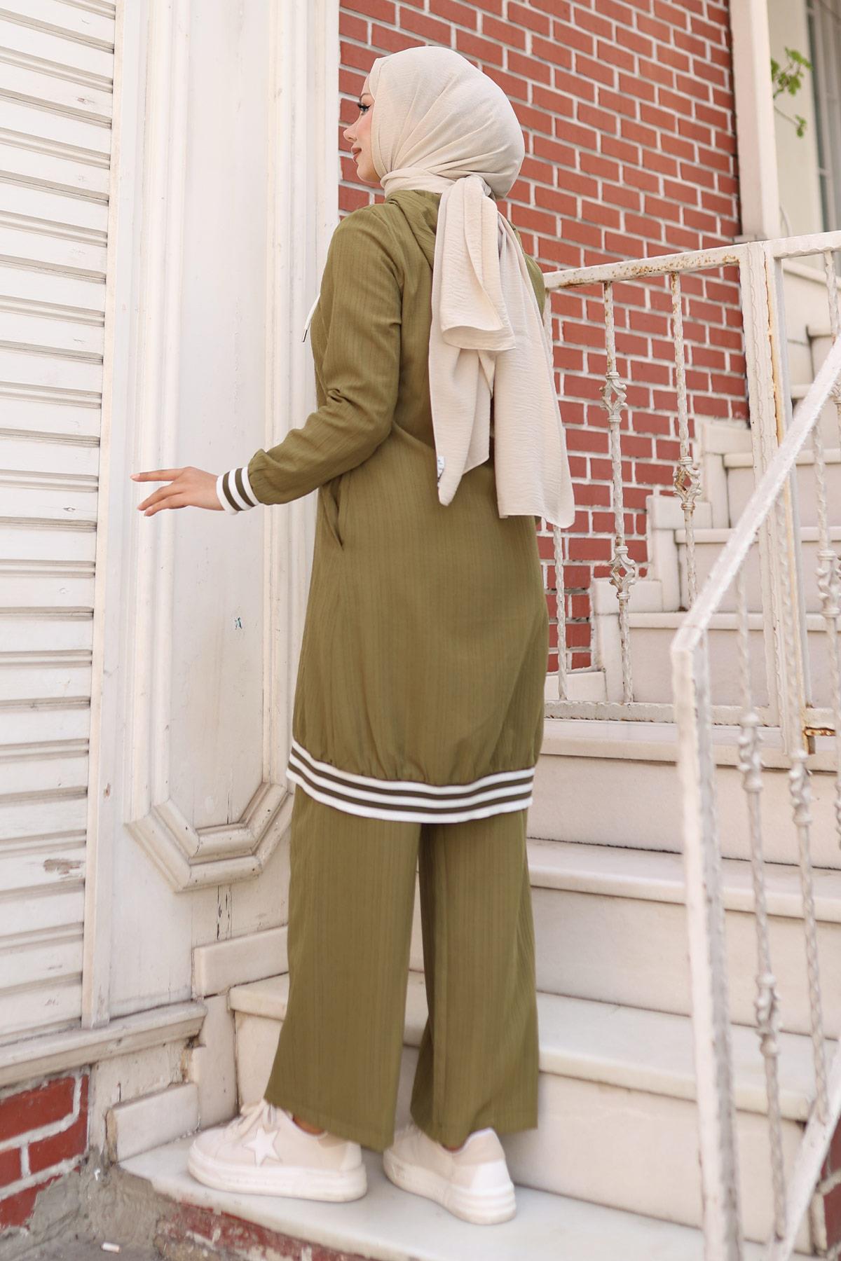 Fermuarlı Ribanalı Takım Haki 10405