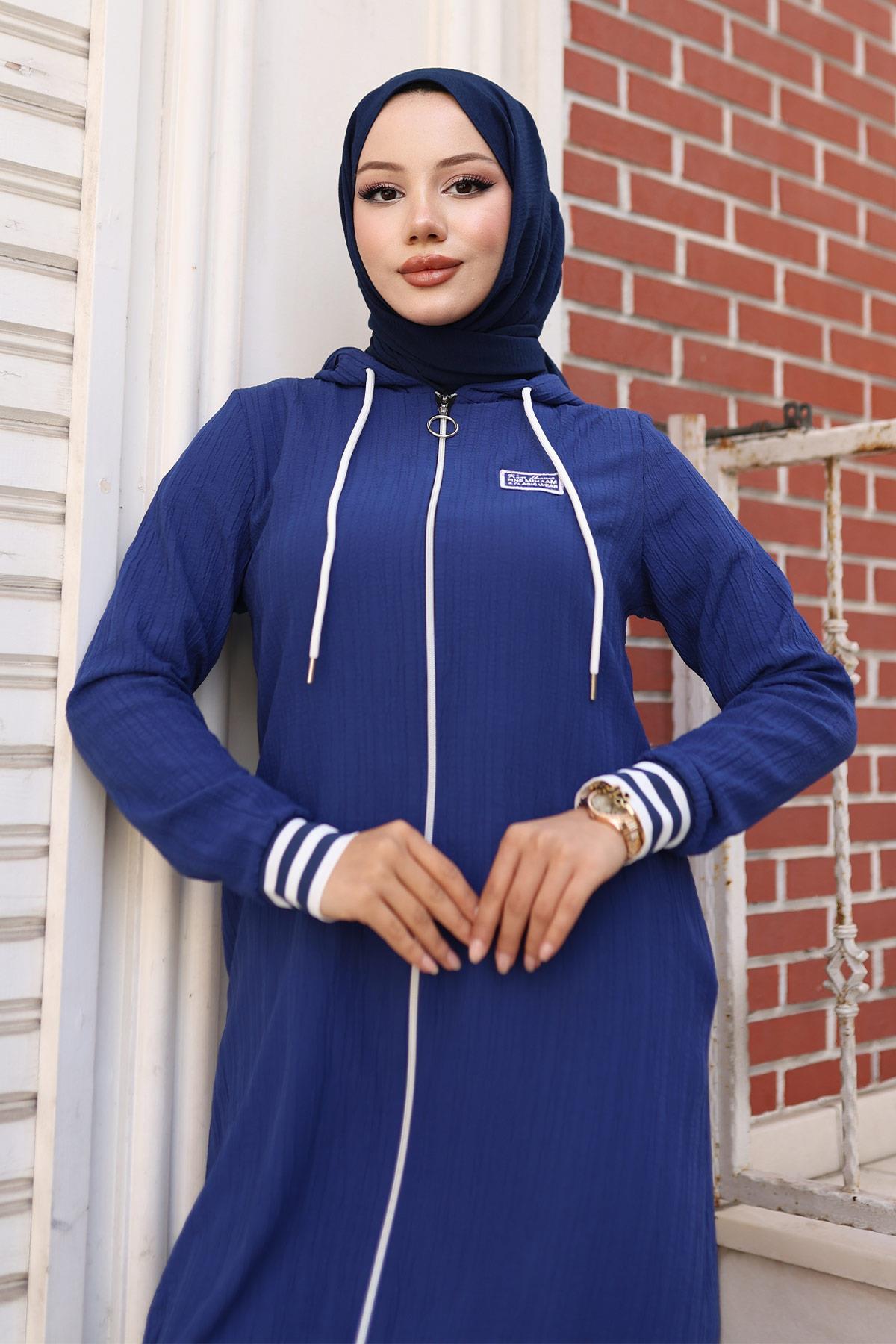 Fermuarlı Ribanalı Takım İndigo 10405