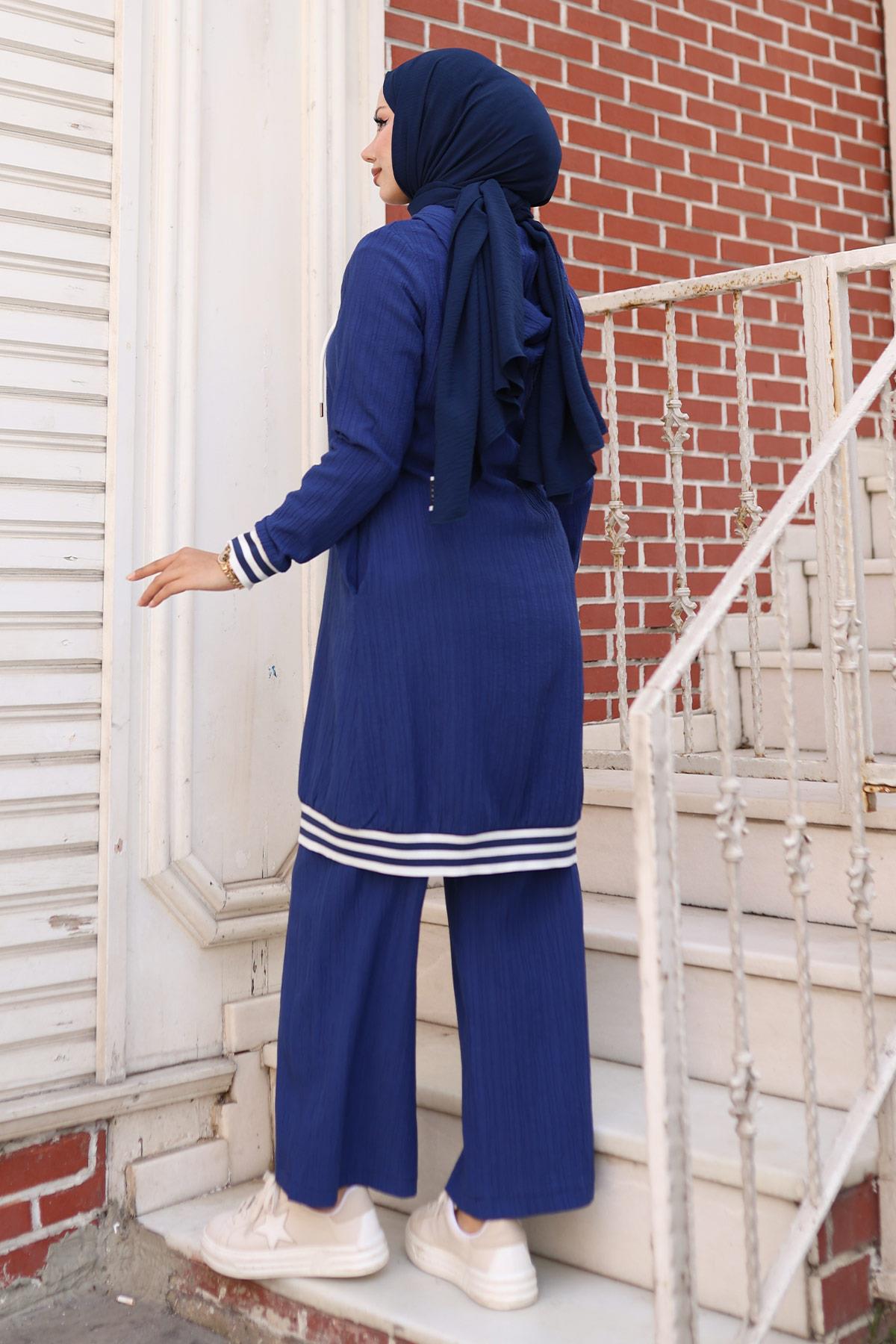 Fermuarlı Ribanalı Takım İndigo 10405