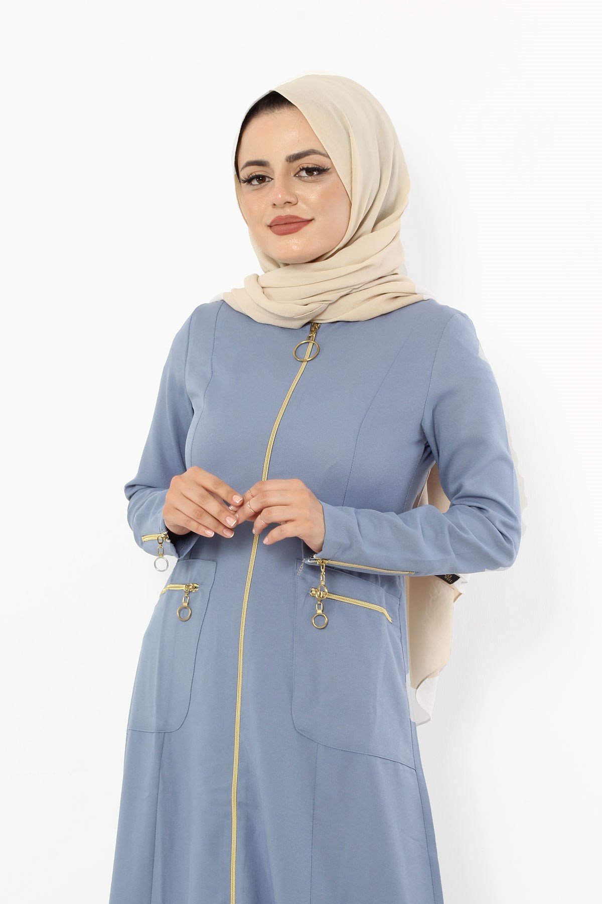 Fermuarlı Tesettür Ferace Bebe Mavisi Bebe Mavisi 2209-3