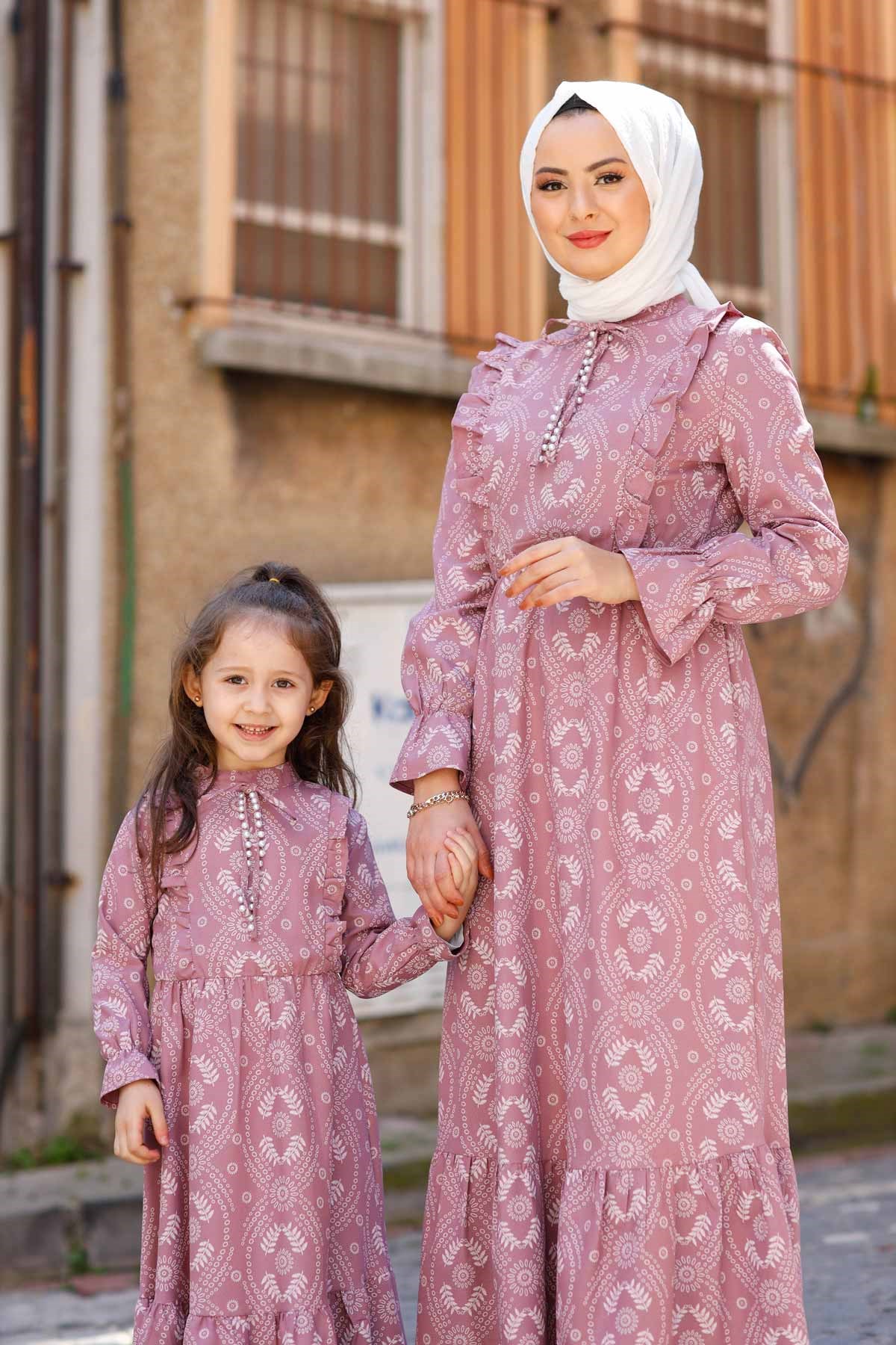 Fırfır Detay Anne Elbise Lila 10682