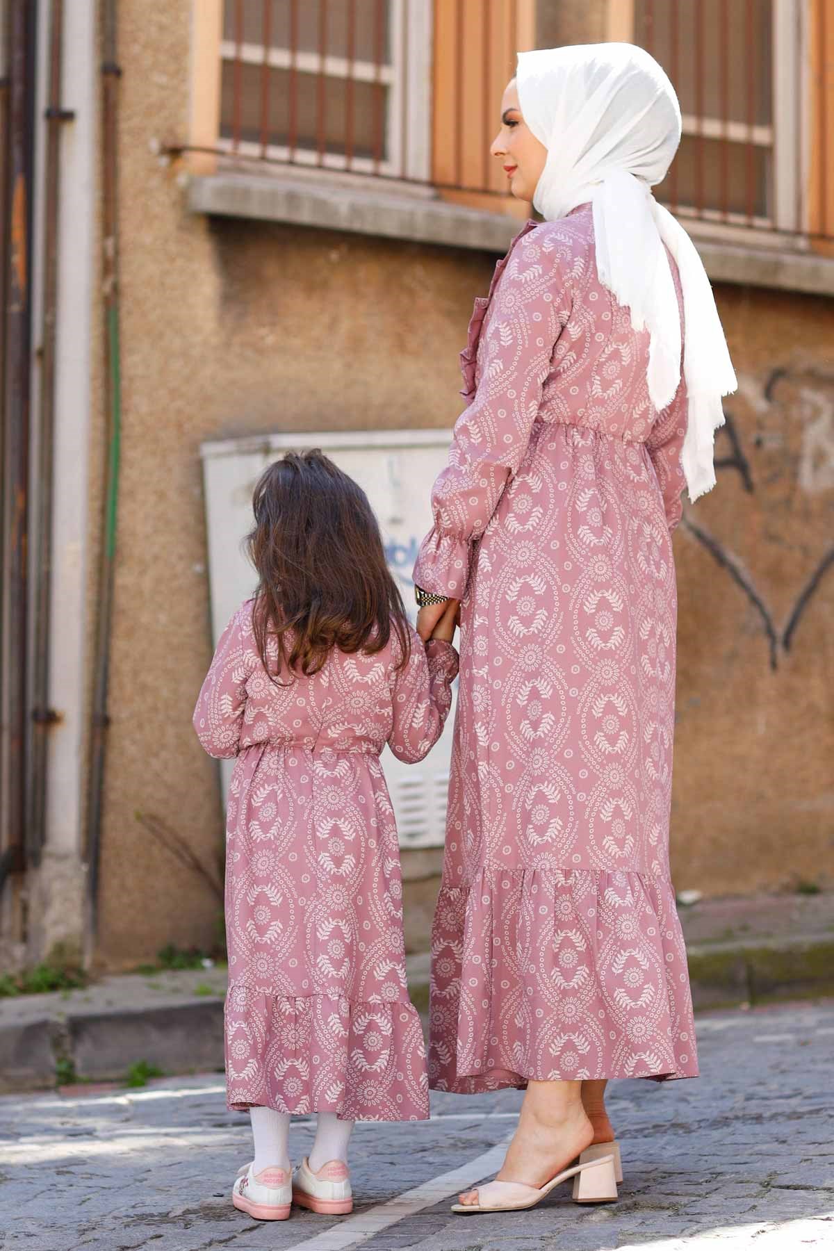 Fırfır Detay Anne Elbise Lila 10682