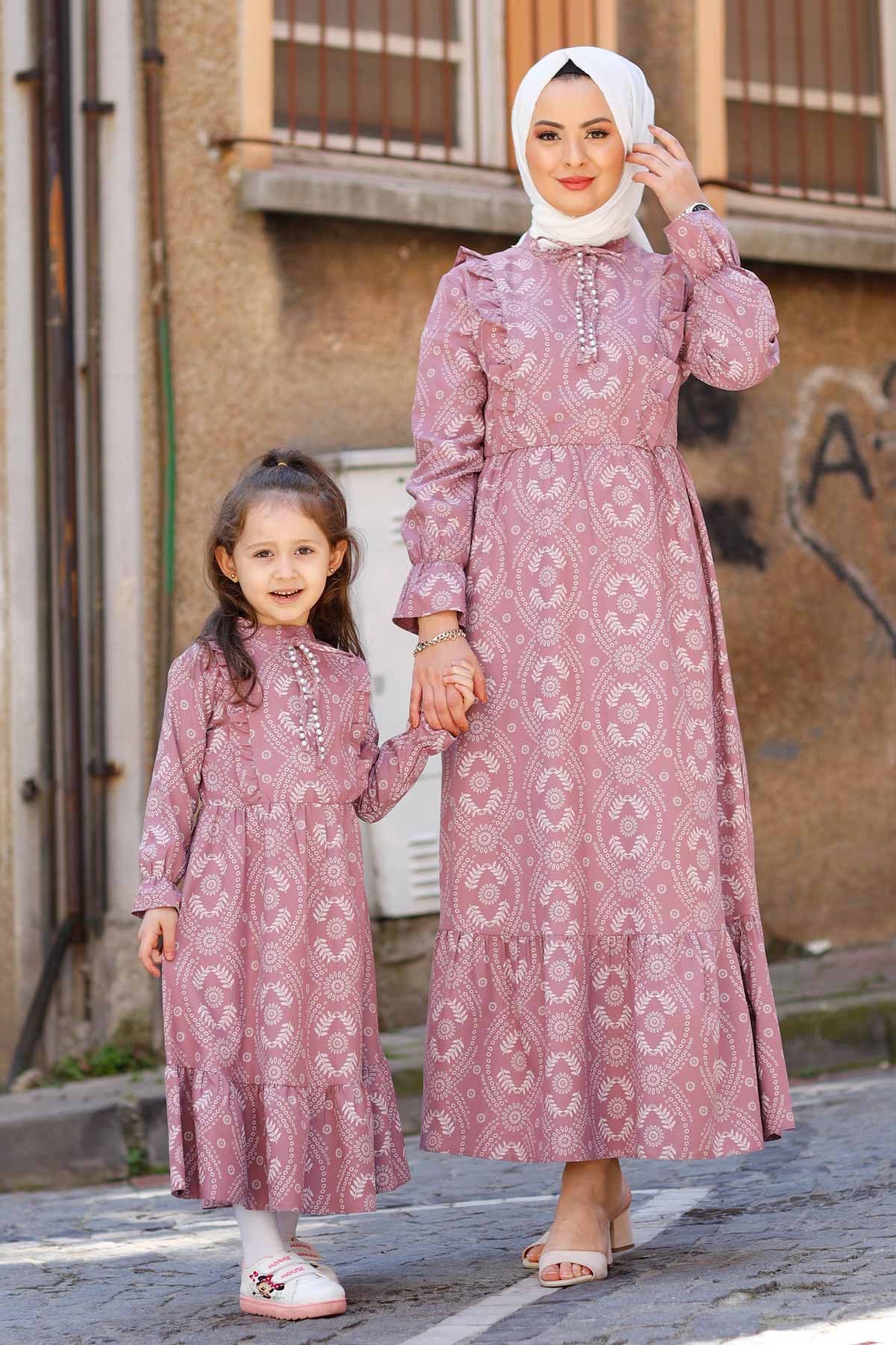 Fırfır Detay Anne Elbise Lila 10682