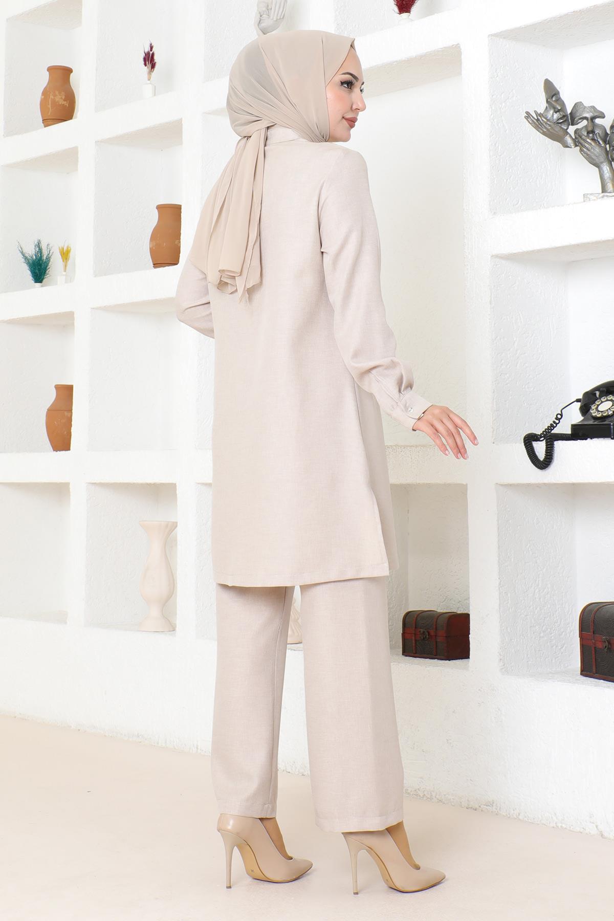 Fırfır Detaylı Takım Bej Bej MSW19224-3