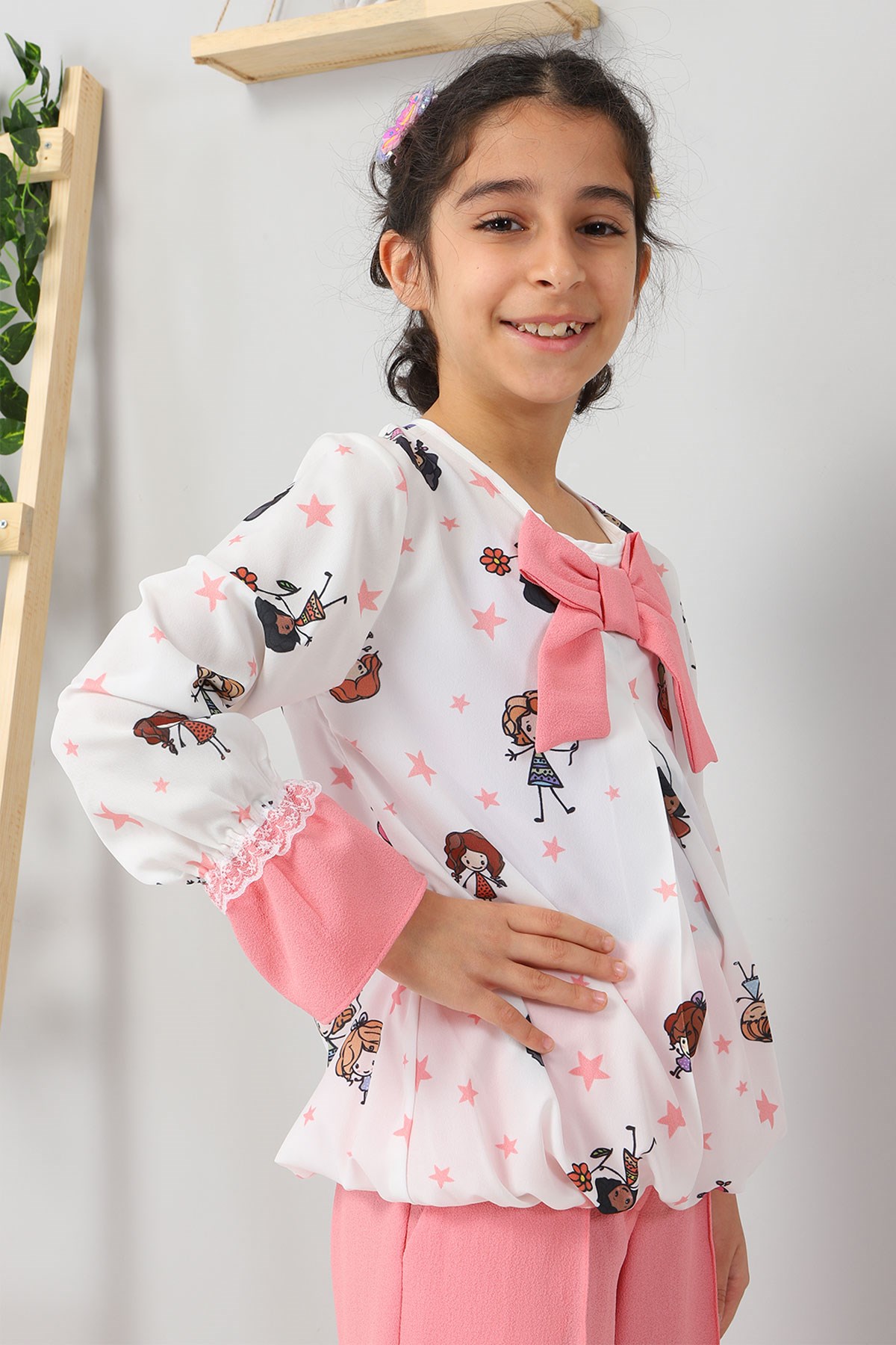 Fiyonk Detaylı Çocuk Takım Pembe 8918