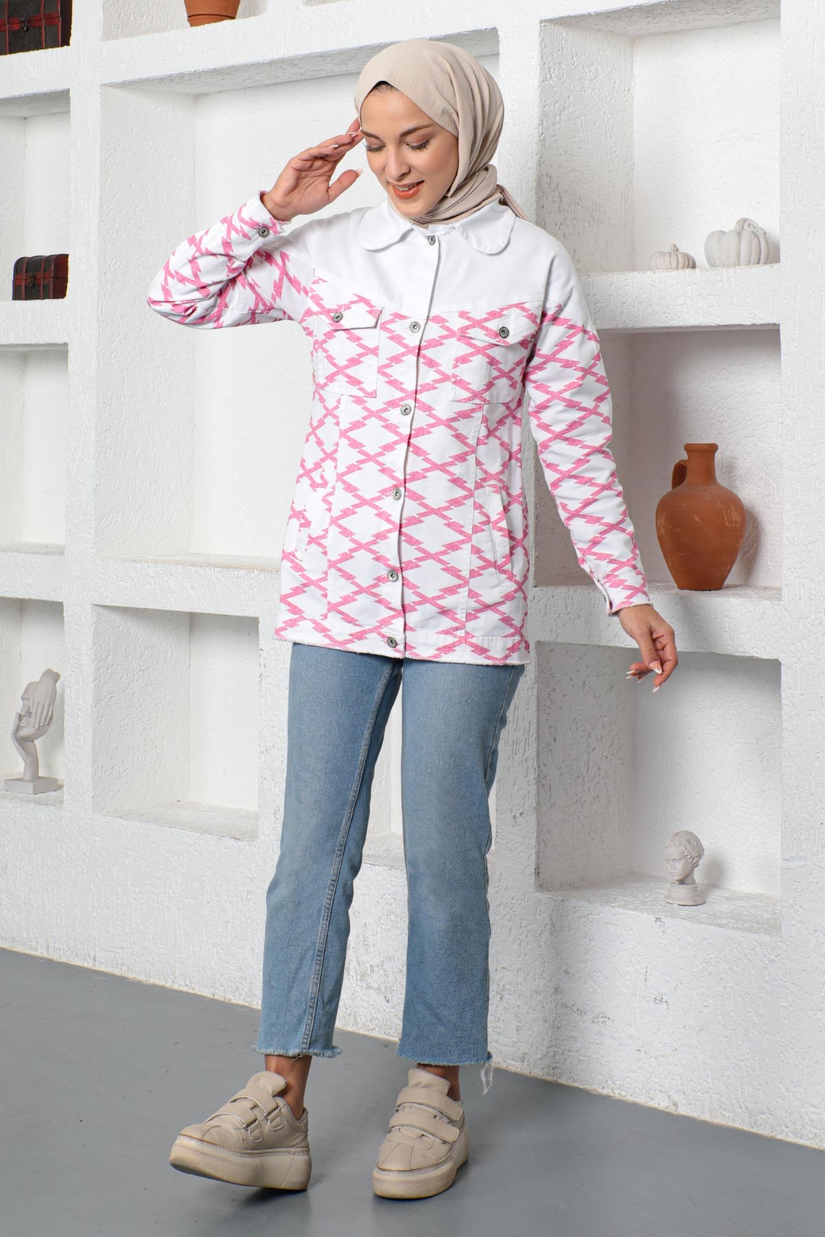 Gabardin Spor Ceket Pembe 6054
