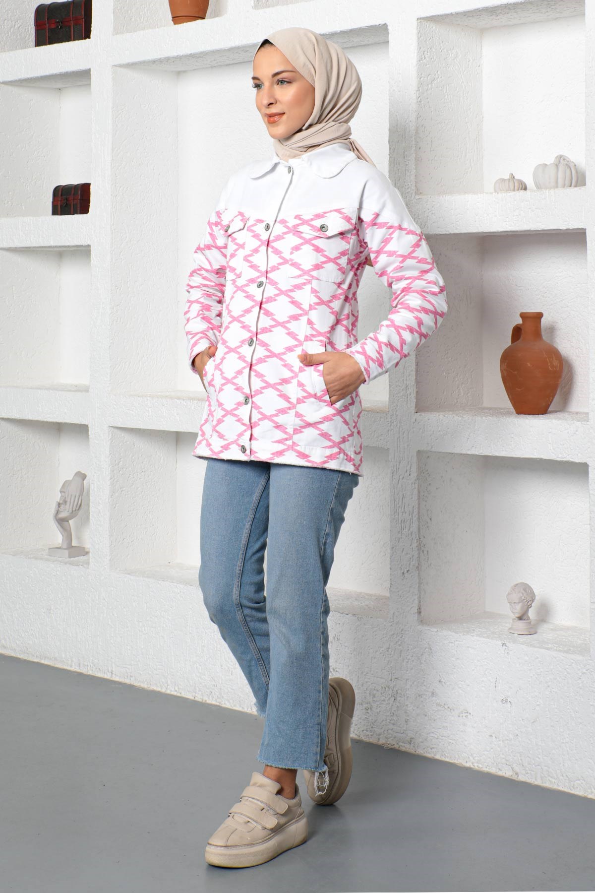 Gabardin Spor Ceket Pembe 6054