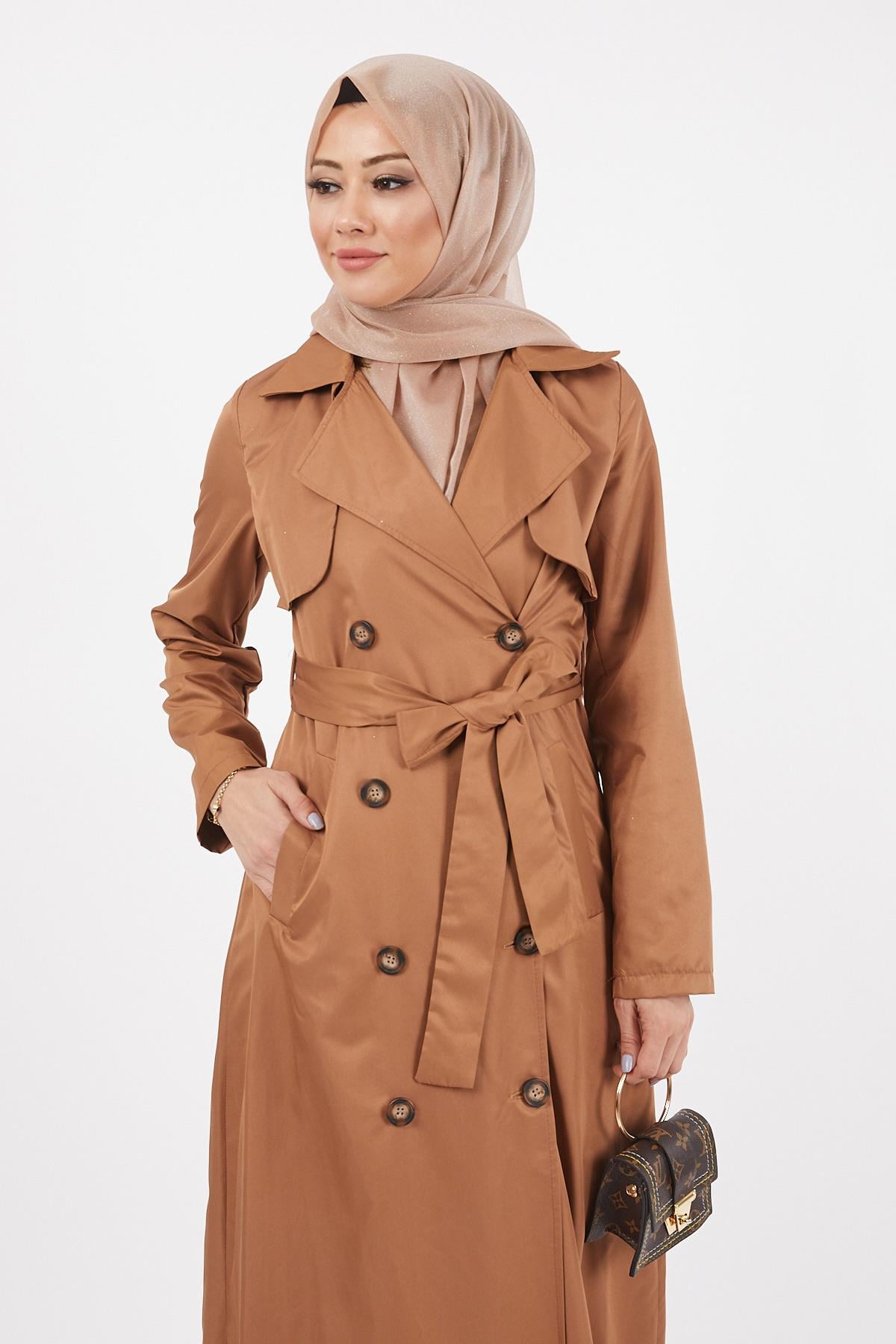 Geniş Yaka Trençkot Taba 12233