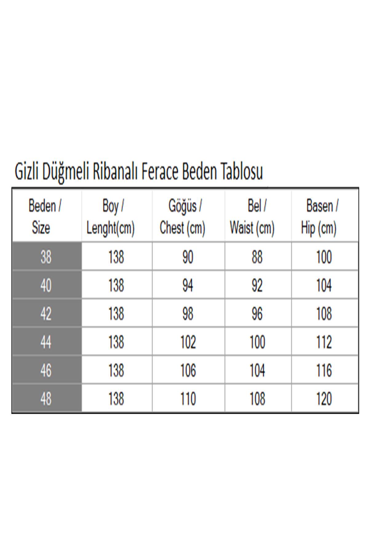 Gizli Düğmeli Ribanalı Ferace Bej Bej MSW19214-3